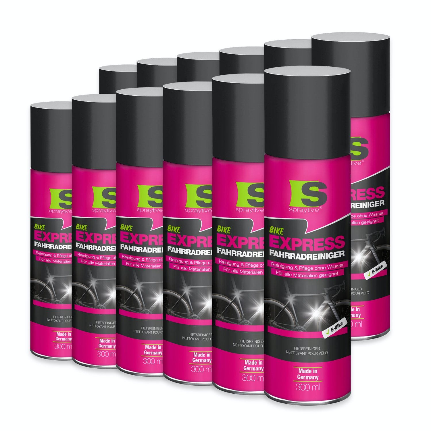 Spraytive 12x 300ml Express Fahrradreiniger Spray Reinigung & Pflege ohne Wasser Zweiradreiniger (Made in Germany)