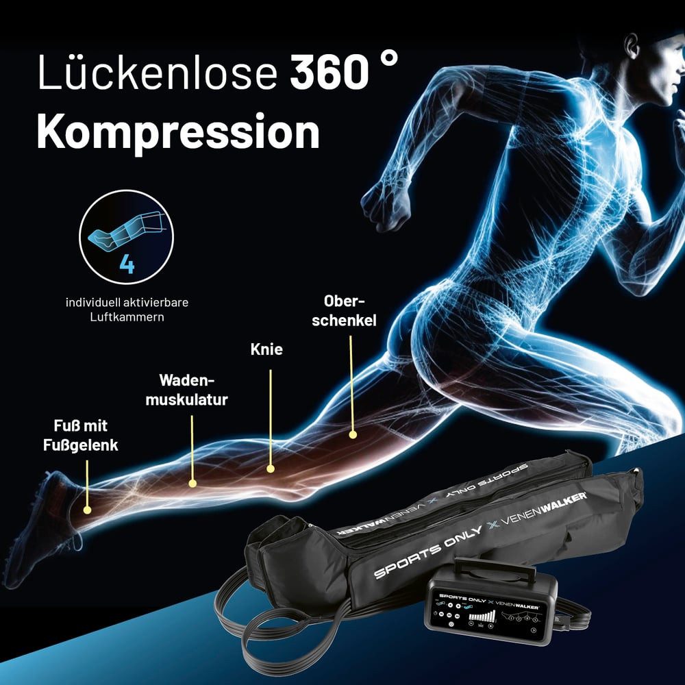 VITALmaxx Venentrainer SPORTS ONLY x VENENWALKER, Bein Massagegerät, Recovery Boots mit 10 Druckstufen & Wechseldrucktechnik