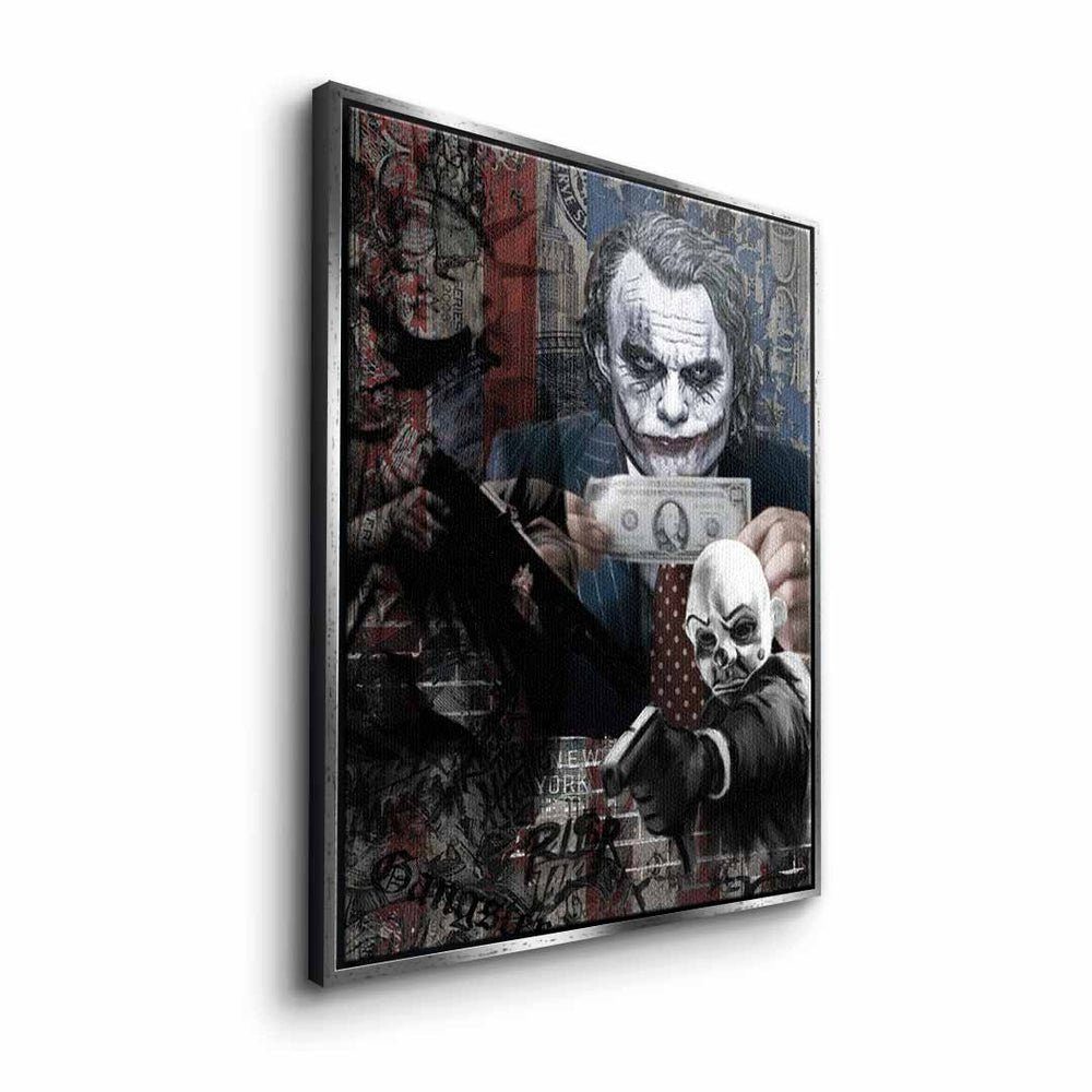 Pop Art ohne Serious Leinwandbild, Joker Rahmen Geld Motiv Money Rahmen mit Leinwandbild DOTCOMCANVAS® premium