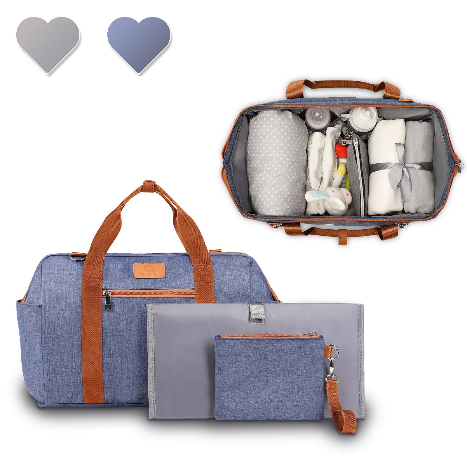 lionelo Wickeltasche Ida (TOP, 20 L), Wickelunterlage Thermo-Taschen inkl. Kosmetiktasche
