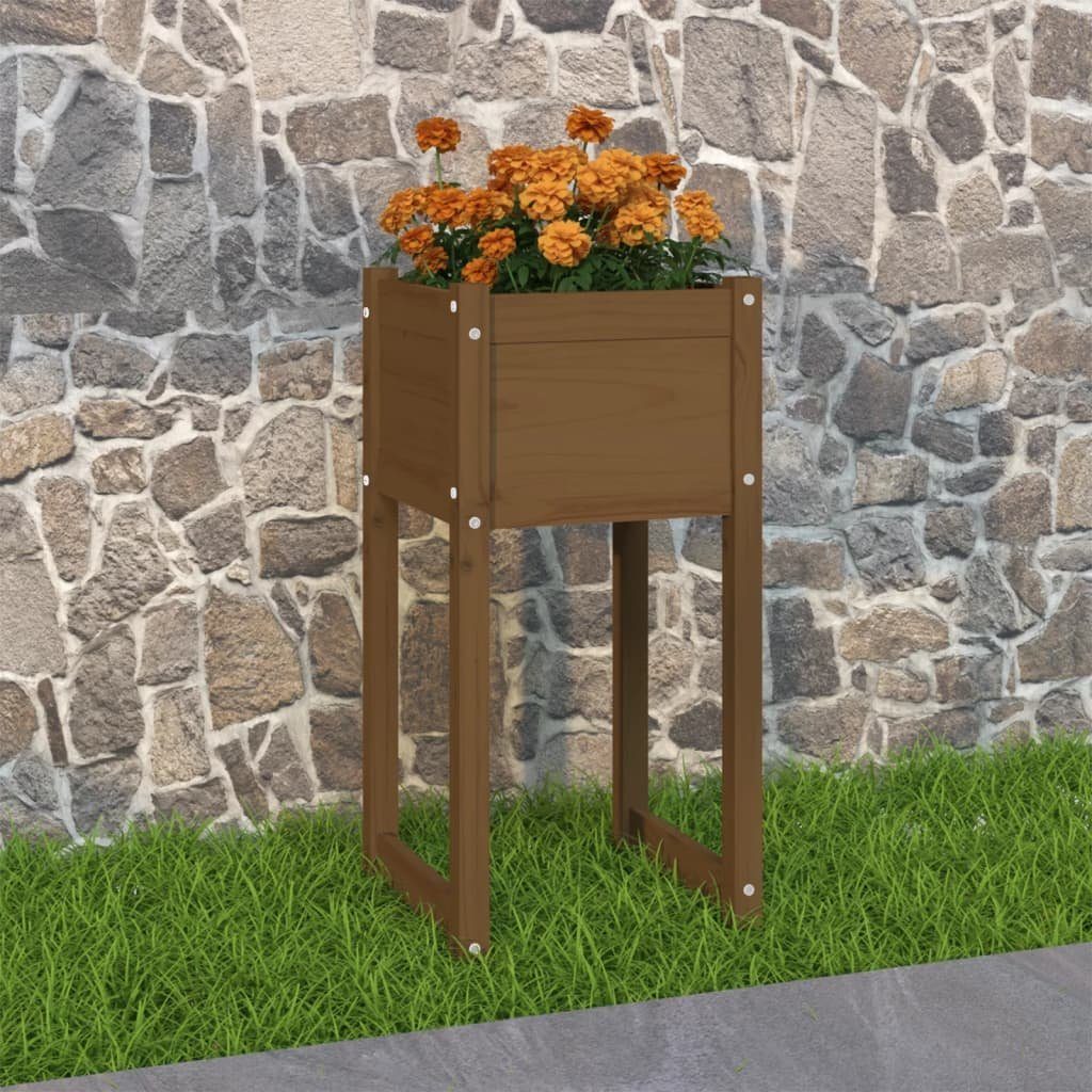 vidaXL Blumentopf Pflanzkübel Honigbraun 40x40x81 cm Massivholz Kiefer (1 St)