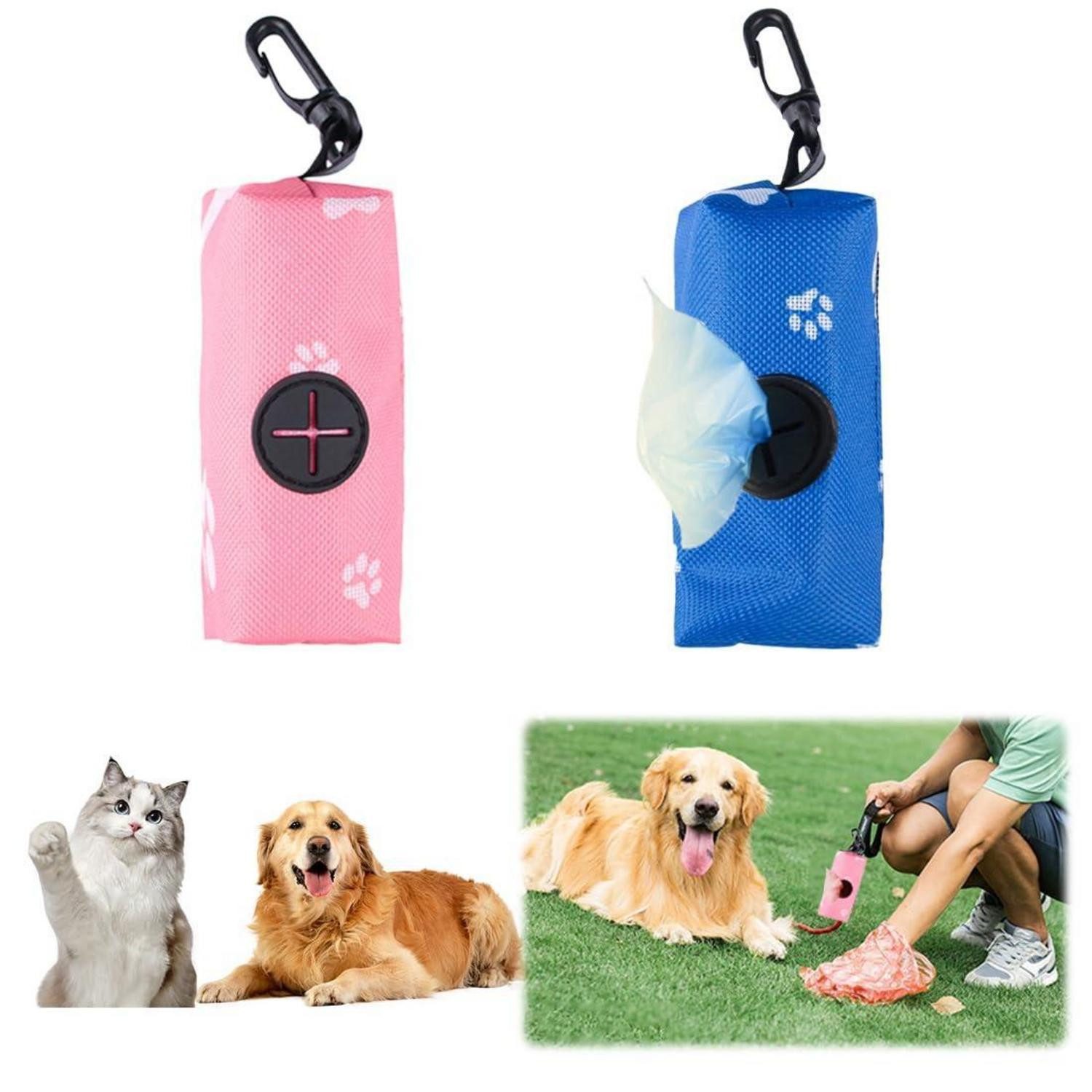 LuxusKollektion Hygienebeutelspender Hundekotbeutelspender 2er Set Blau Rosa