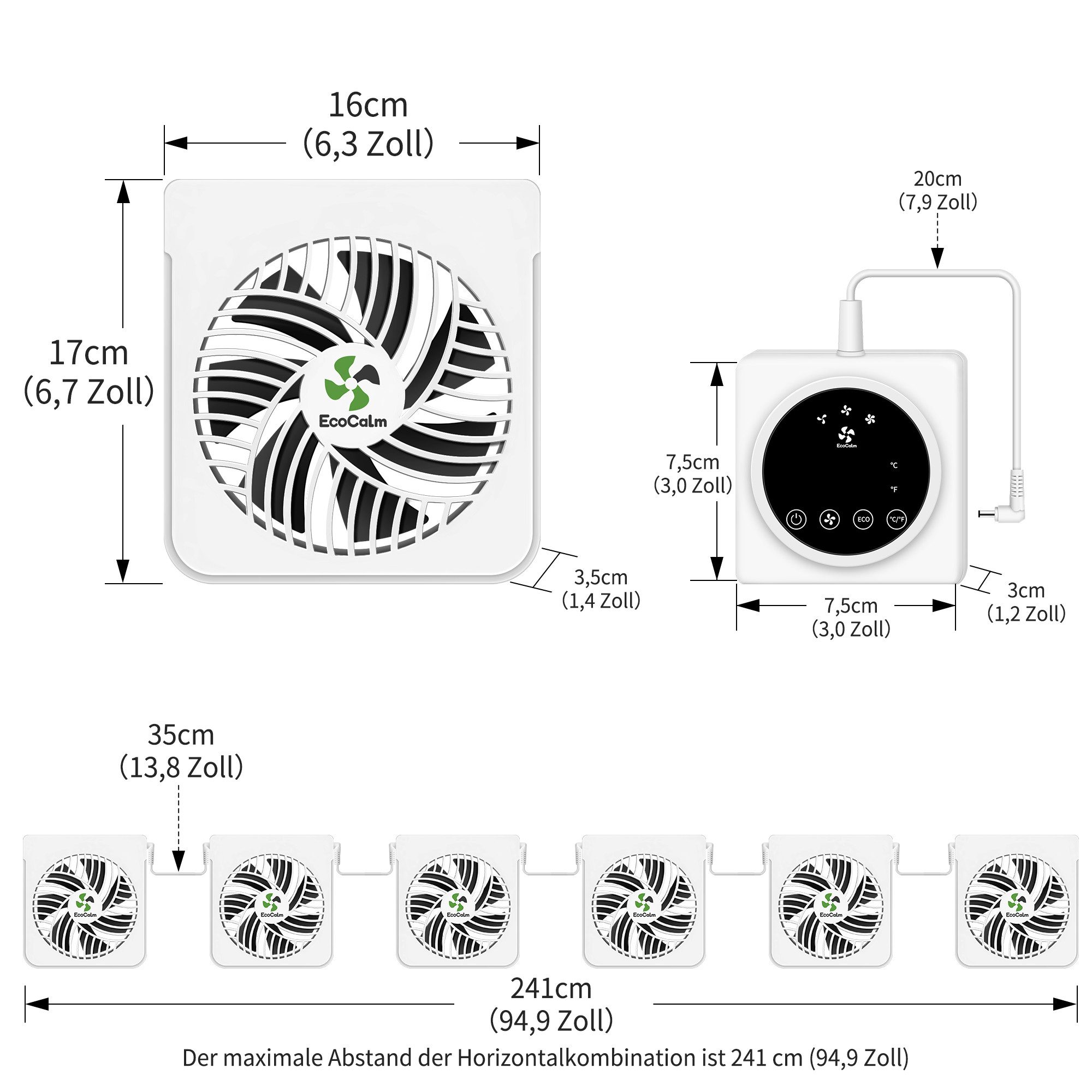 ecoCalm Heizkörperventilator 3/6 Lüfter mit Magnetbefestigung günstig online kaufen