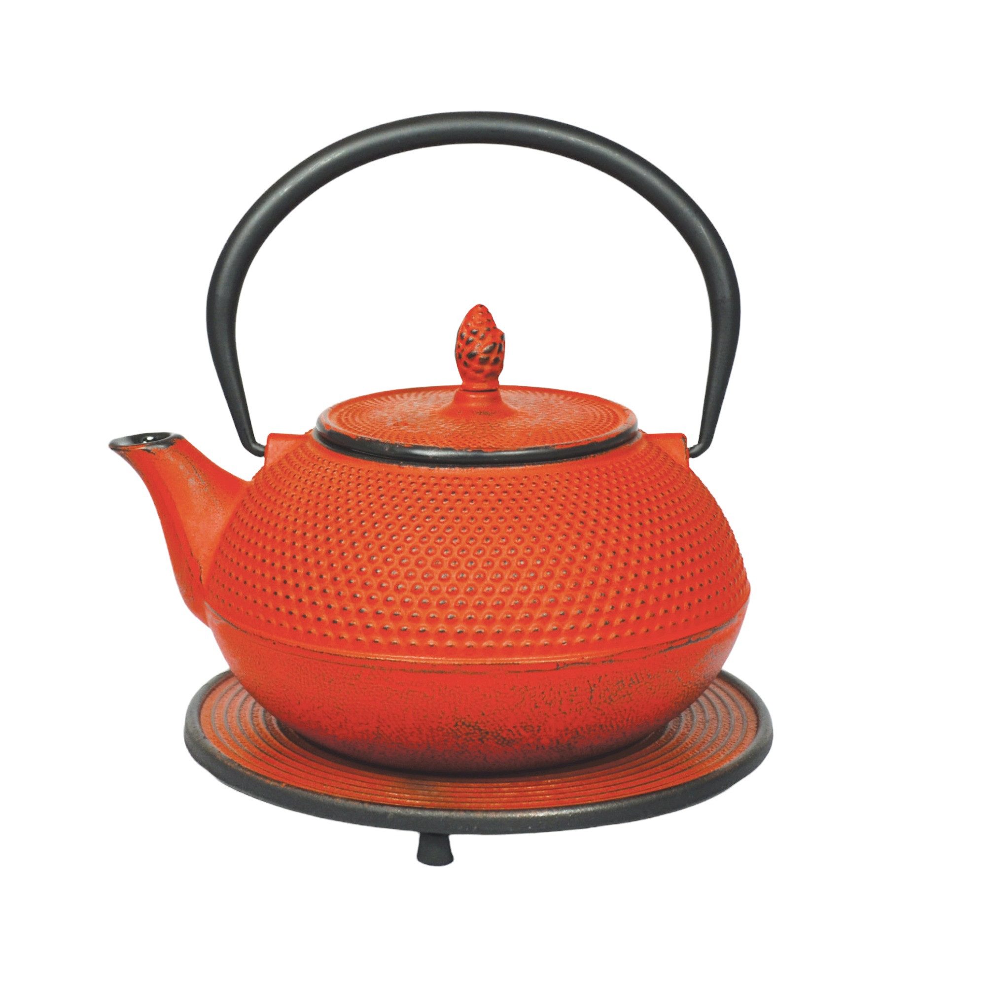 JA-UNENDLICH Teekanne Basic rot, 1.2 l, aus Gusseisen handgefertigt im Sandgussverfahren, innen emailliert
