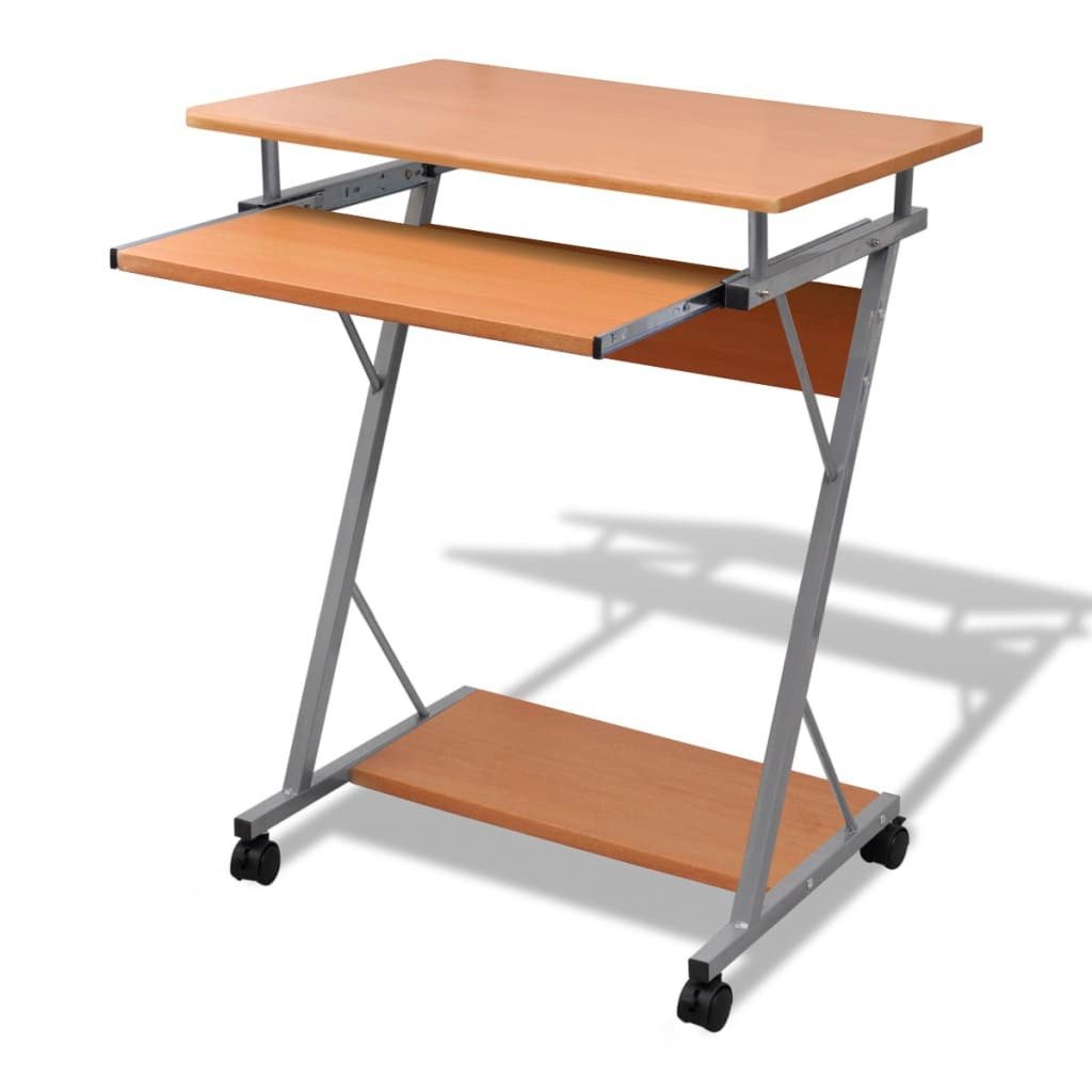 Schreibtisch Computertisch Computerwagen PC Tisch Bürotisch Laptop auf Rollen braun