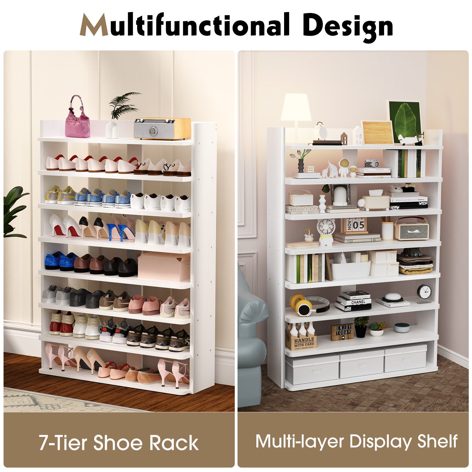 oyajia Schuhregal Schuhablage Flur mit 8 Ebenen Offener Schuhschrank, mit 8 Ablagen für 30 Paare Schuhe,XXL Ständer Regale, Schuhschrank Schuh Organizer Platzsparend, 82 x 26 x 120 cm