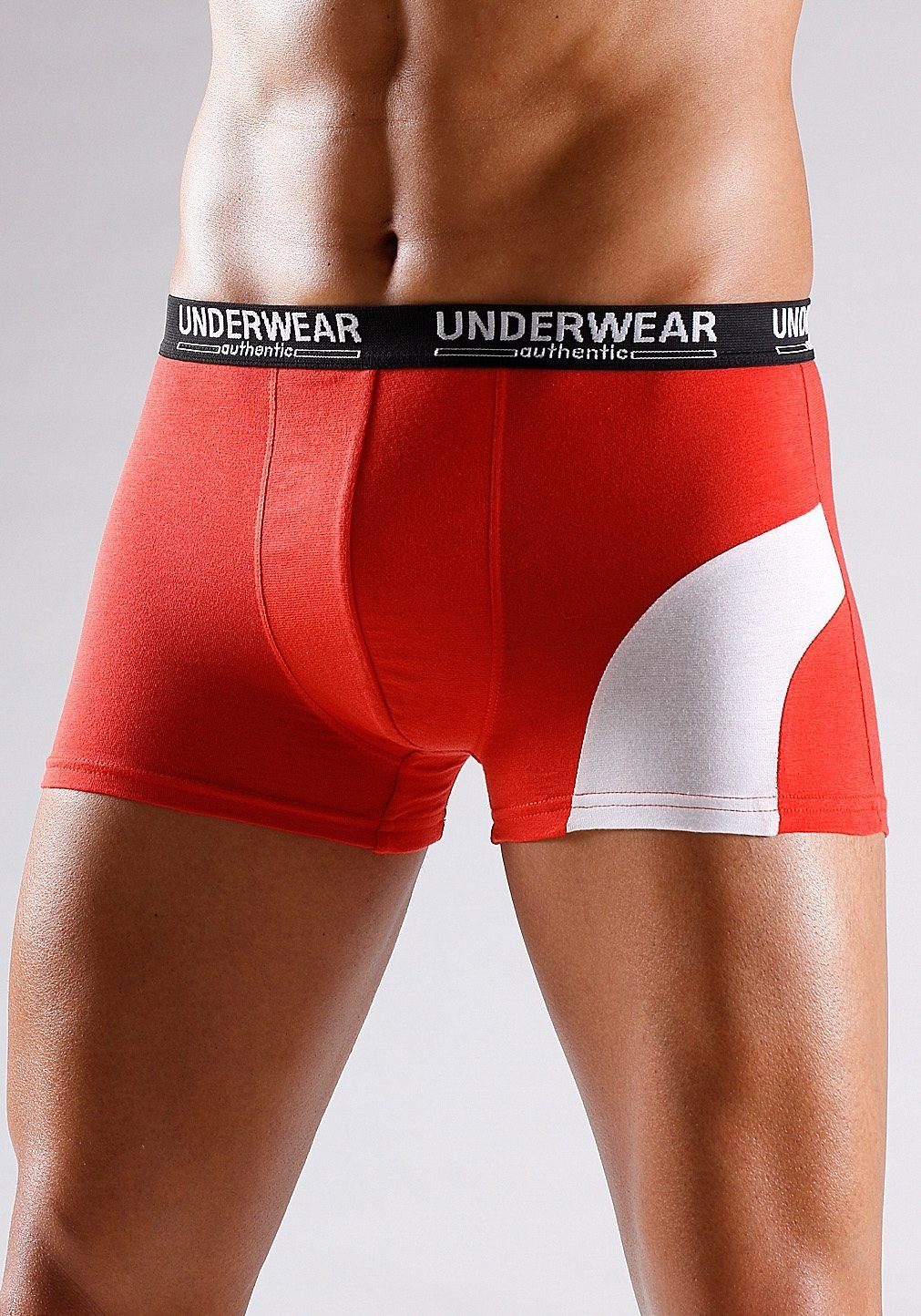 AUTHENTIC UNDERWEAR Boxer (Packung, 4-St) rot, grau blau, Einsatz kontrastfarbenen mit lila