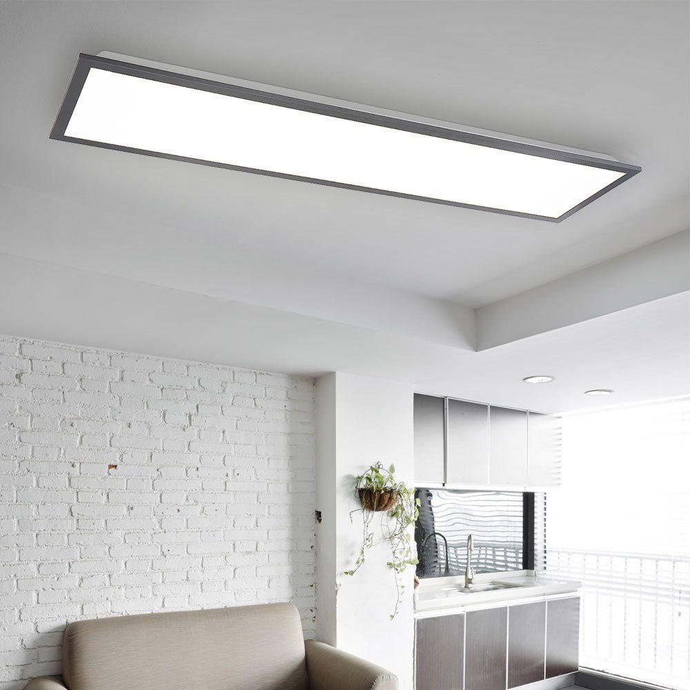 etc-shop LED Deckenleuchte, LED-Leuchtmittel fest verbaut, Warmweiß, Aufbau Panel in rechteckiger Form Alu Deckenpanel weiß