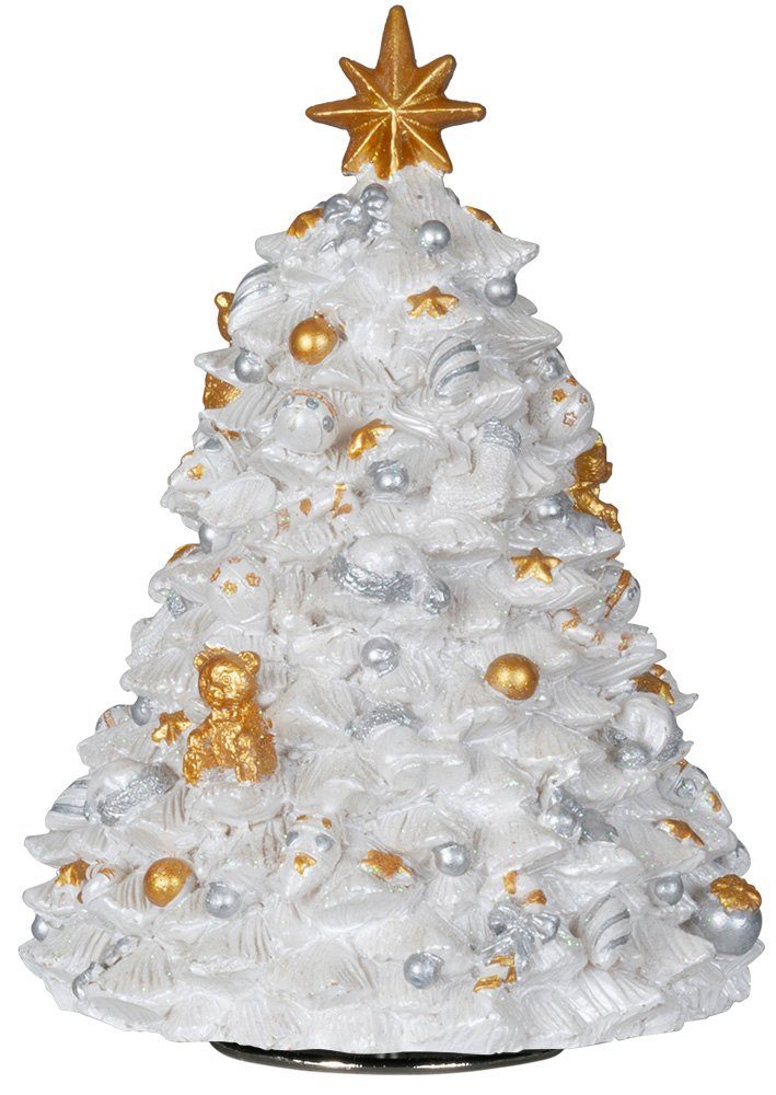 (1-tlg), Weihnachtsbaum, in Spieluhr Musik mechanisch silber-weiß Christmas aufziehbarer mit 17cm handbemalter Paradise Christbaum