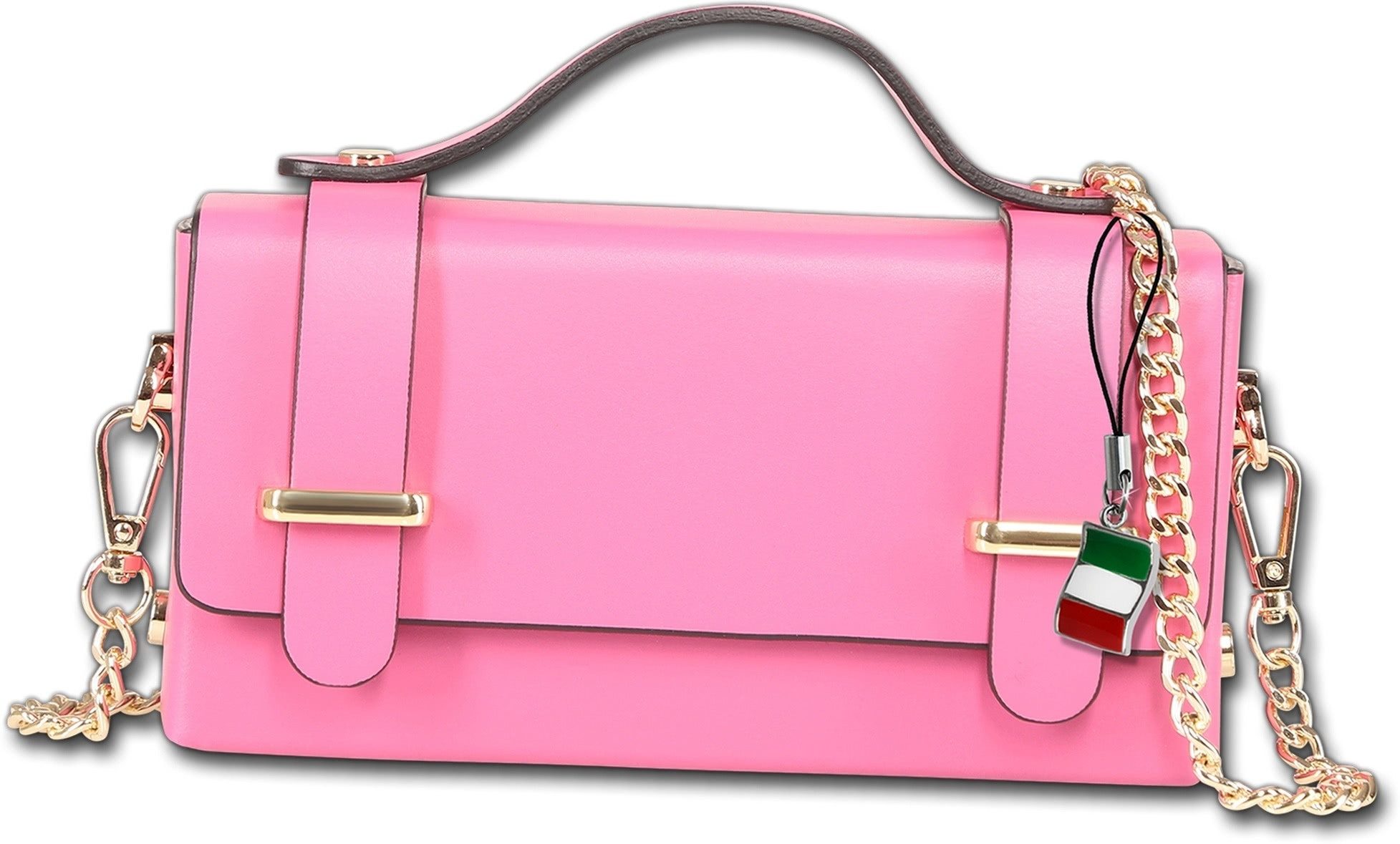 FLORENCE Handtasche Florence Damen Handtasche klein (Handtasche, Handtasche), Damen Tasche Echtes Leder fuchsia, rosa, Made-In Italy