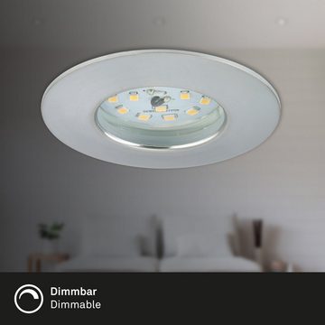 Briloner Leuchten LED Einbauleuchte 7231-039, LED fest verbaut, Warmweiß, Einbauleuchte SET für Bad - dimmbar IP44 Ø 7,5cm