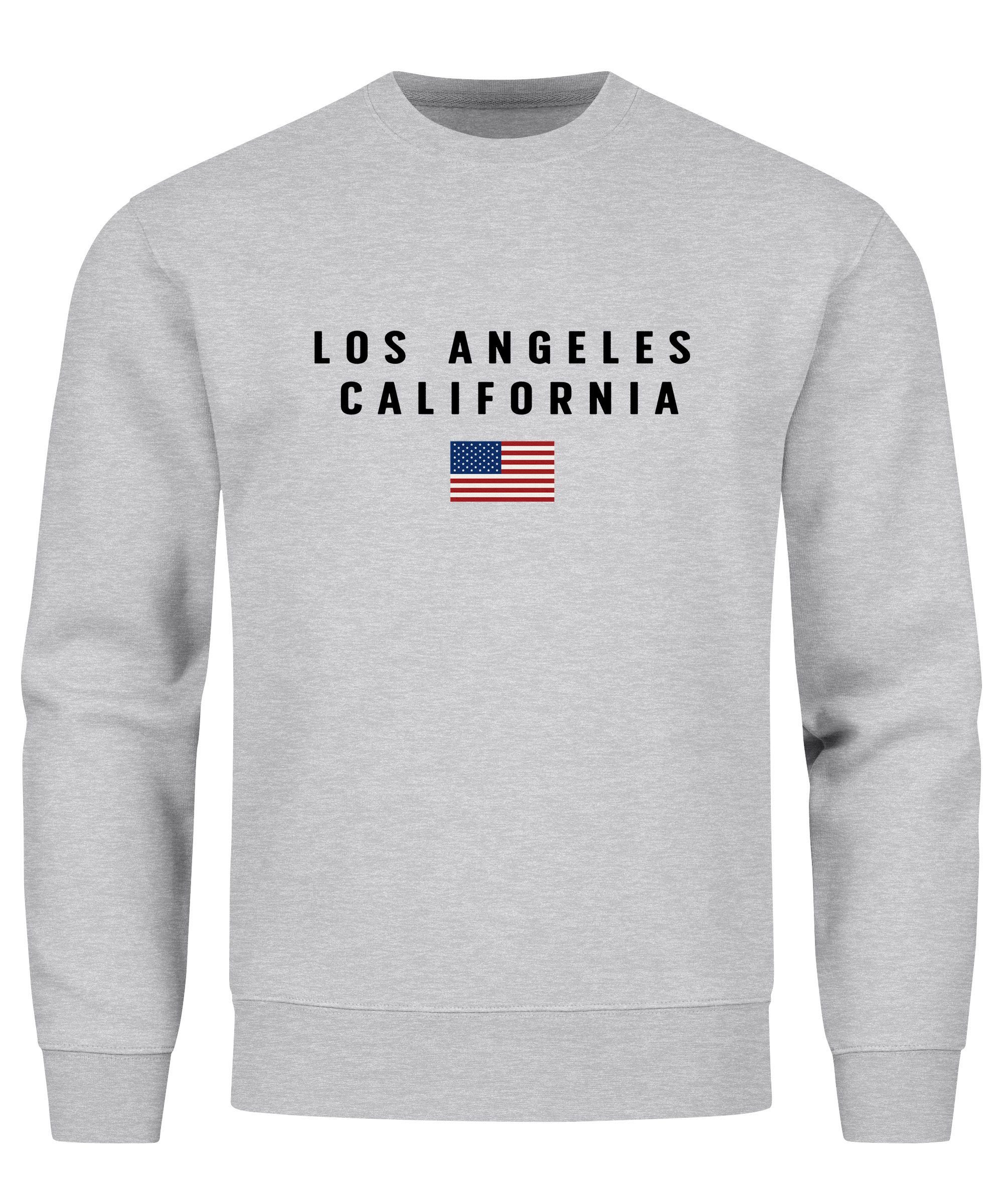 Neverless Sweatshirt Sweatshirt Herren Bedruckt Schriftzug California Los A günstig online kaufen