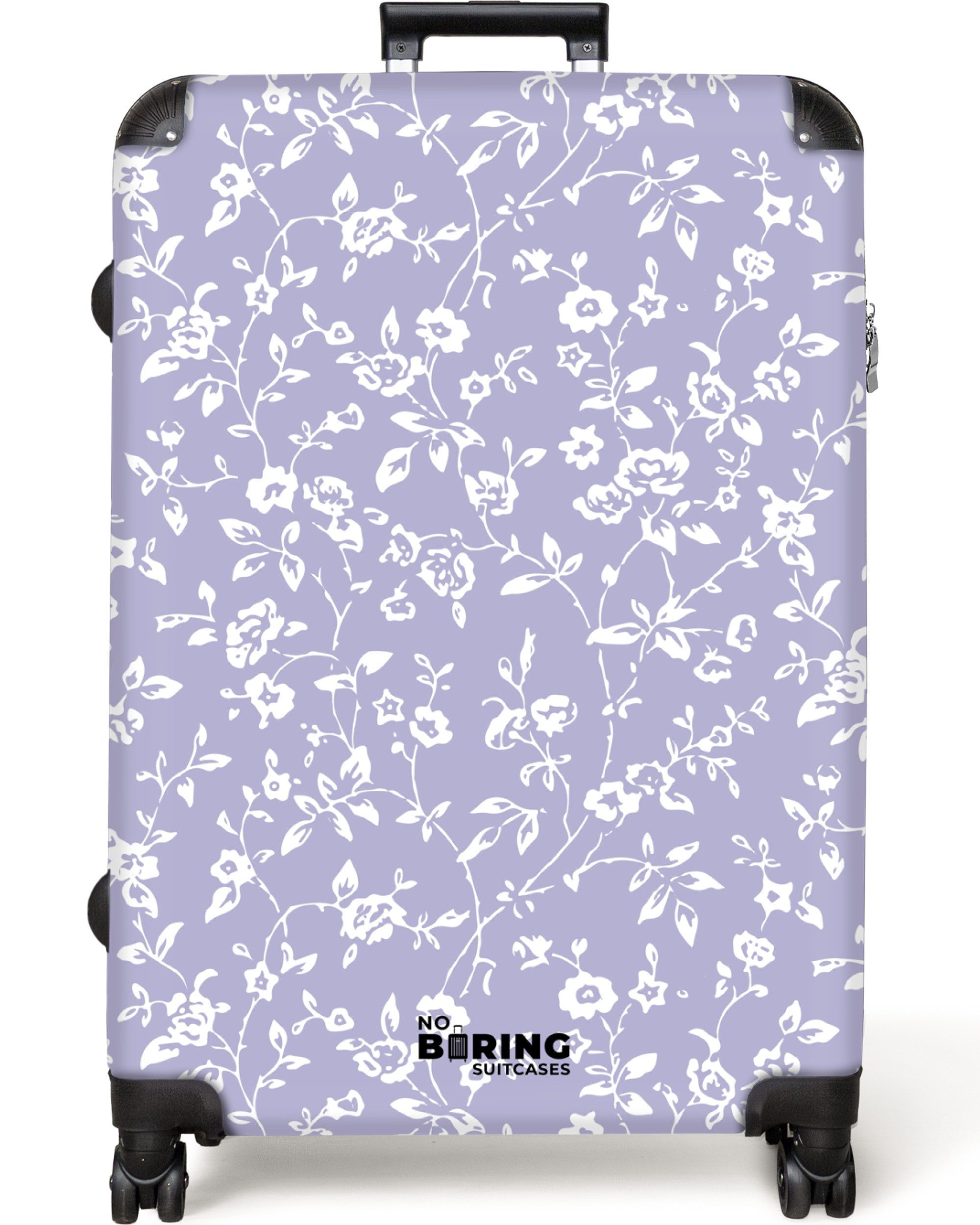 NoBoringSuitcases.com© Hartschalen-Trolley Helles Violett mit floralem günstig online kaufen
