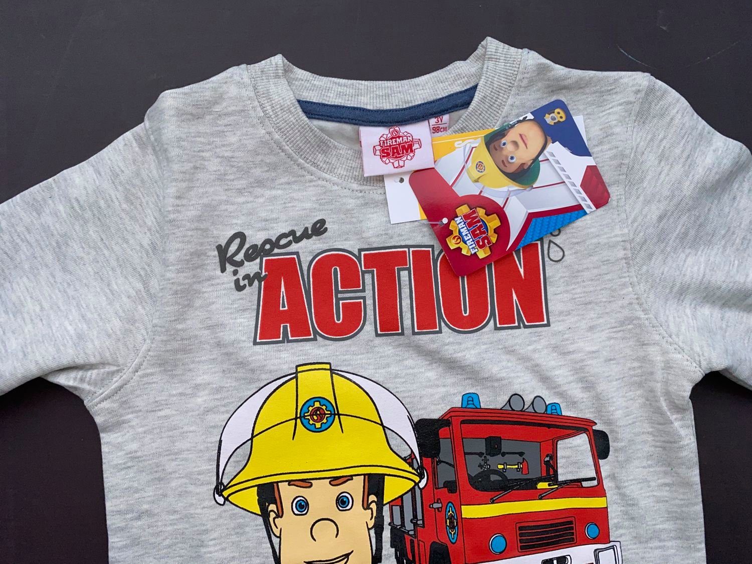 Feuerwehrmann Sam Sweatshirt Feuerwehrmann Sam Sweatshirt kuscheliger  Jungen Pullover weich + warm grau Rescue Action Gr.110 116 3 4 5 6 Jahre