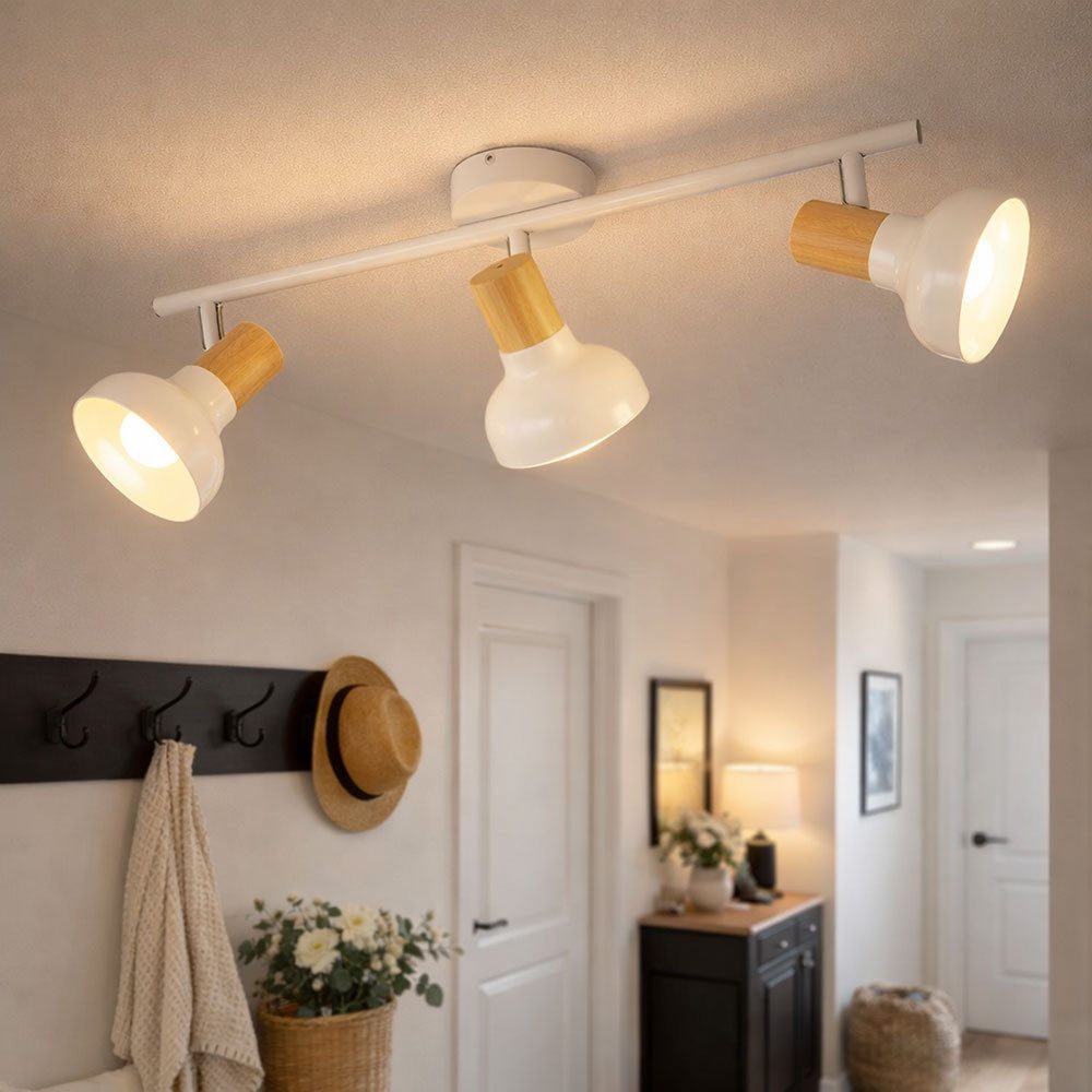 WOFI Deckenspot, Leuchtmittel nicht inklusive, Deckenleuchte Holzlampe 3 Fl günstig online kaufen