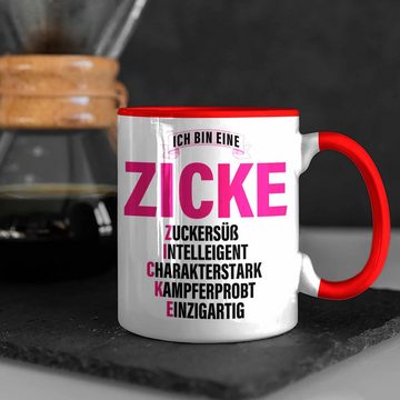 Trendation Tasse Trendation - Zicke Tasse Geschenk Kaffeetasse für Frauen Frau Lustig Pink