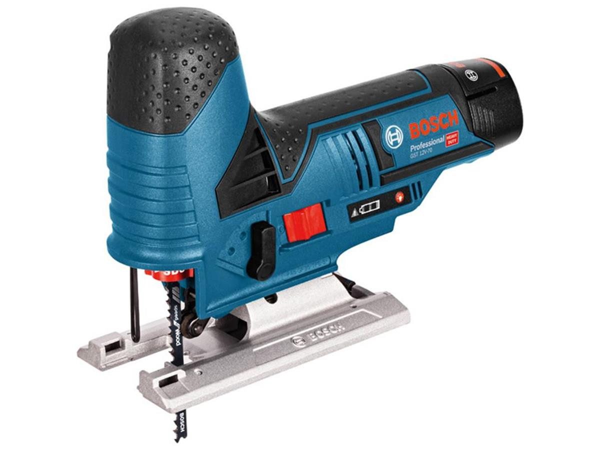 Bosch Professional Akku-Stichsäge GST 12 V-70, Set, 11-St., inkl. 2 Akkus 2 x 3,0 Ah, Ladegerät und L-Boxx
