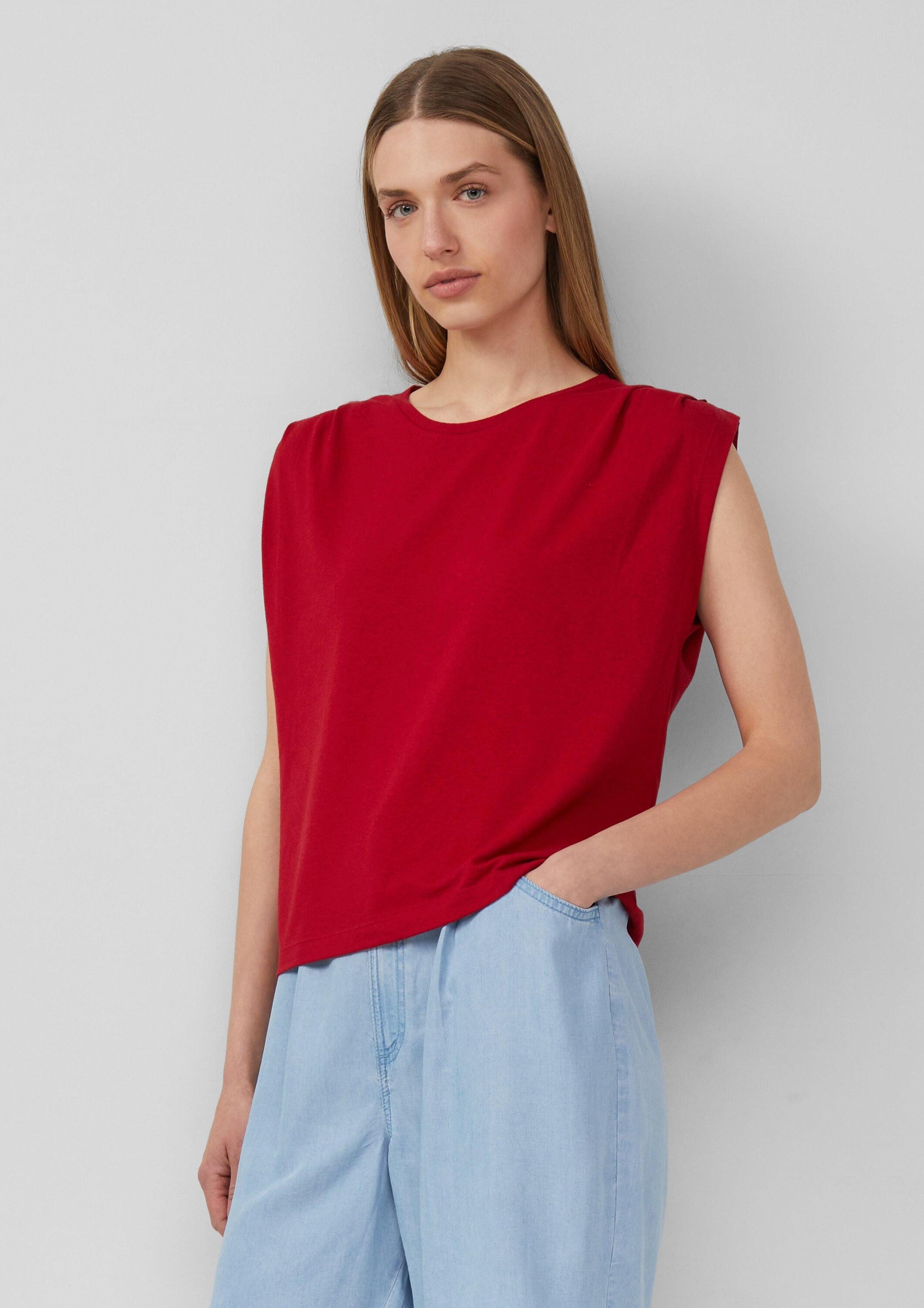 s.Oliver Kurzarmshirt T-Shirt Verkürztes T-Shirt mit Faltendetails günstig online kaufen