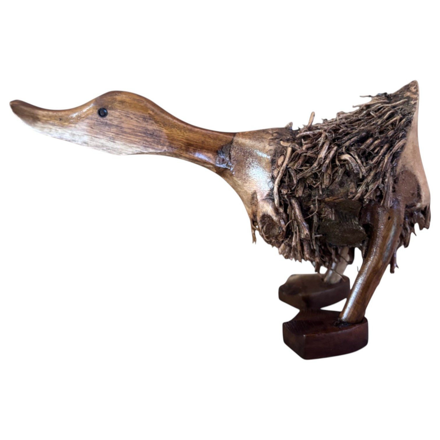 Kinaree Dekofigur Holzente Bambus-Wurzel naturbelassen Indonesien handgefertigt, Bambus-Wurzel und Suar-Holz, zeitloses Design, jedes Stück ein Unikat