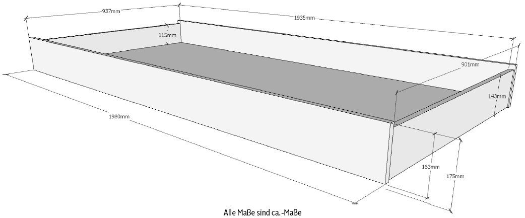 Vipack Bettschubkasten London (Made in Europe), mit Melamin-Oberfläche