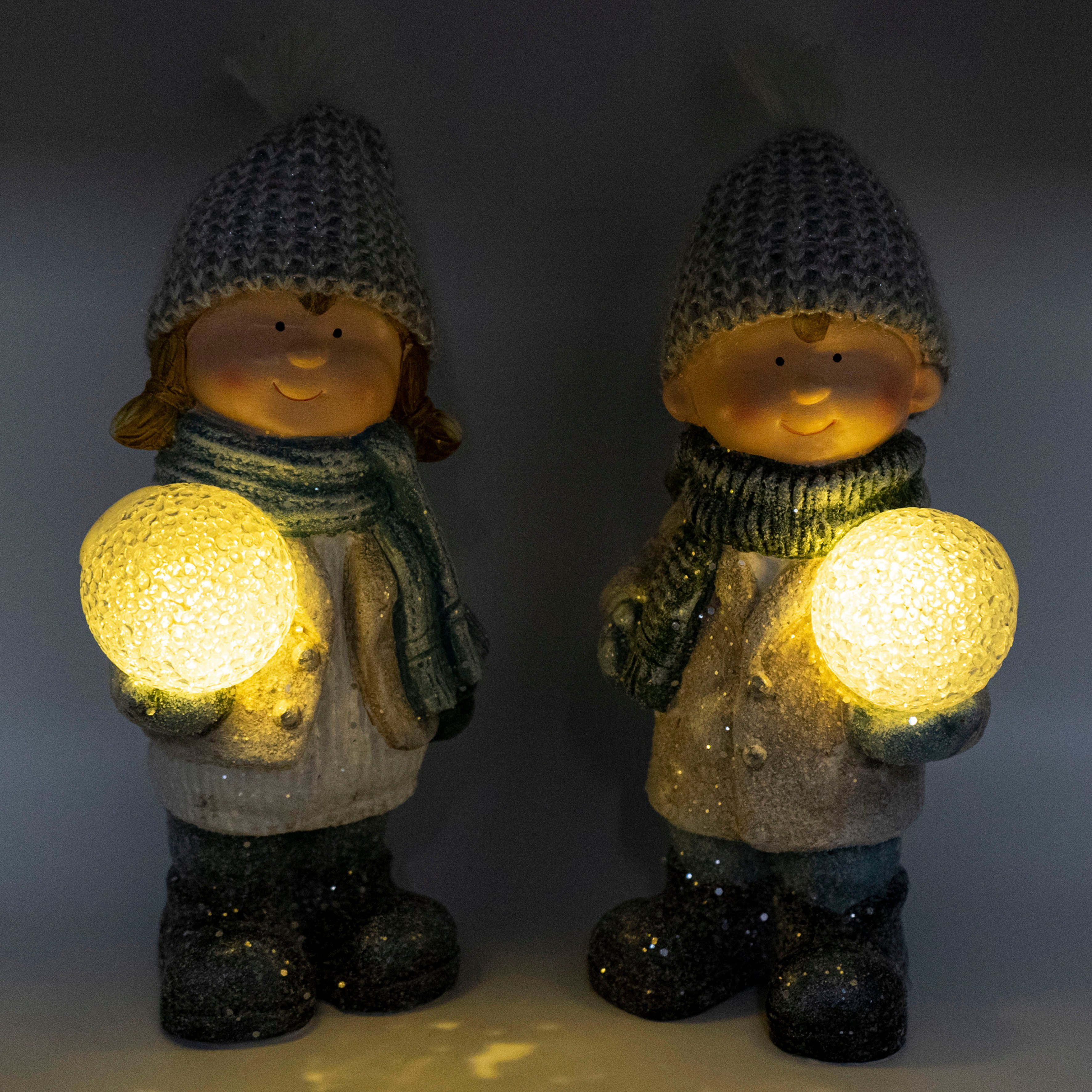 NOOR LIVING Dekolicht Winterkinder aus Keramik im 2er Set, mit Beleuchtung, günstig online kaufen