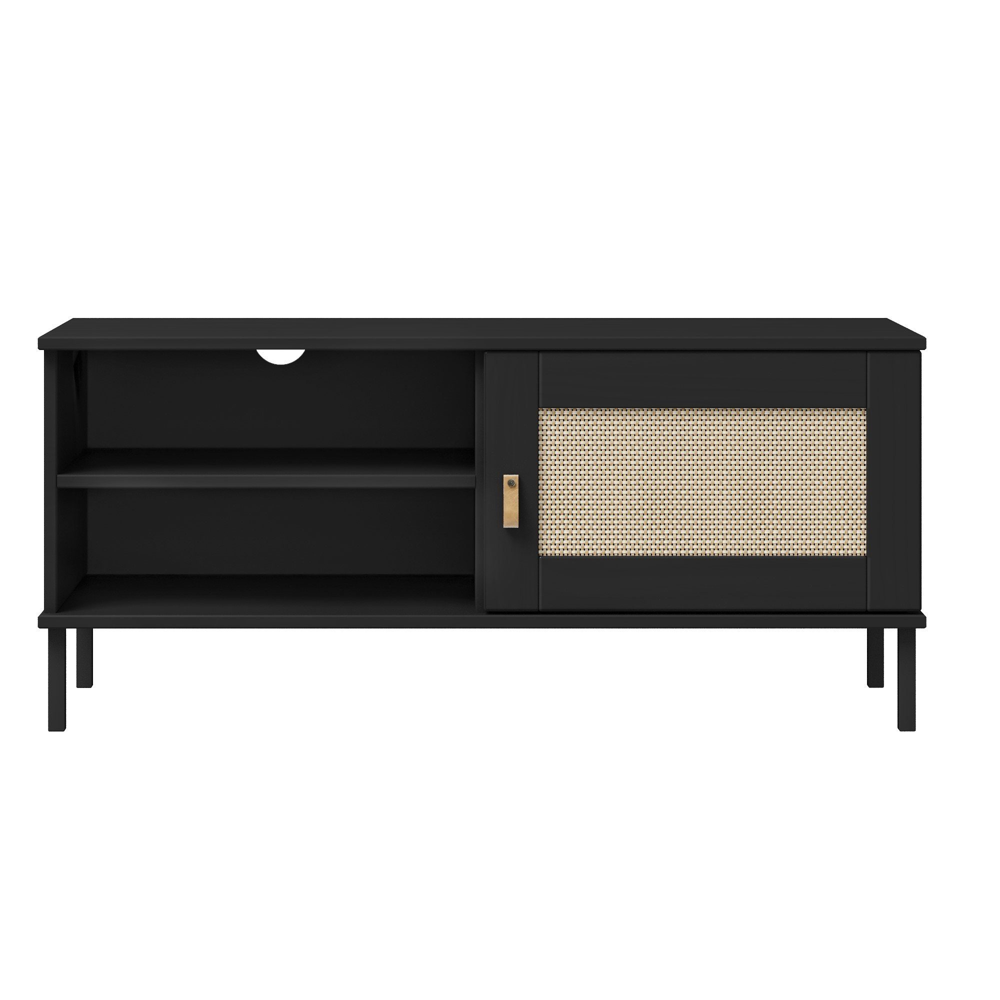 Woodroom TV-Board Valencia, Kiefer massiv lackiert, BxHxT 105x47x40 cm schwarz