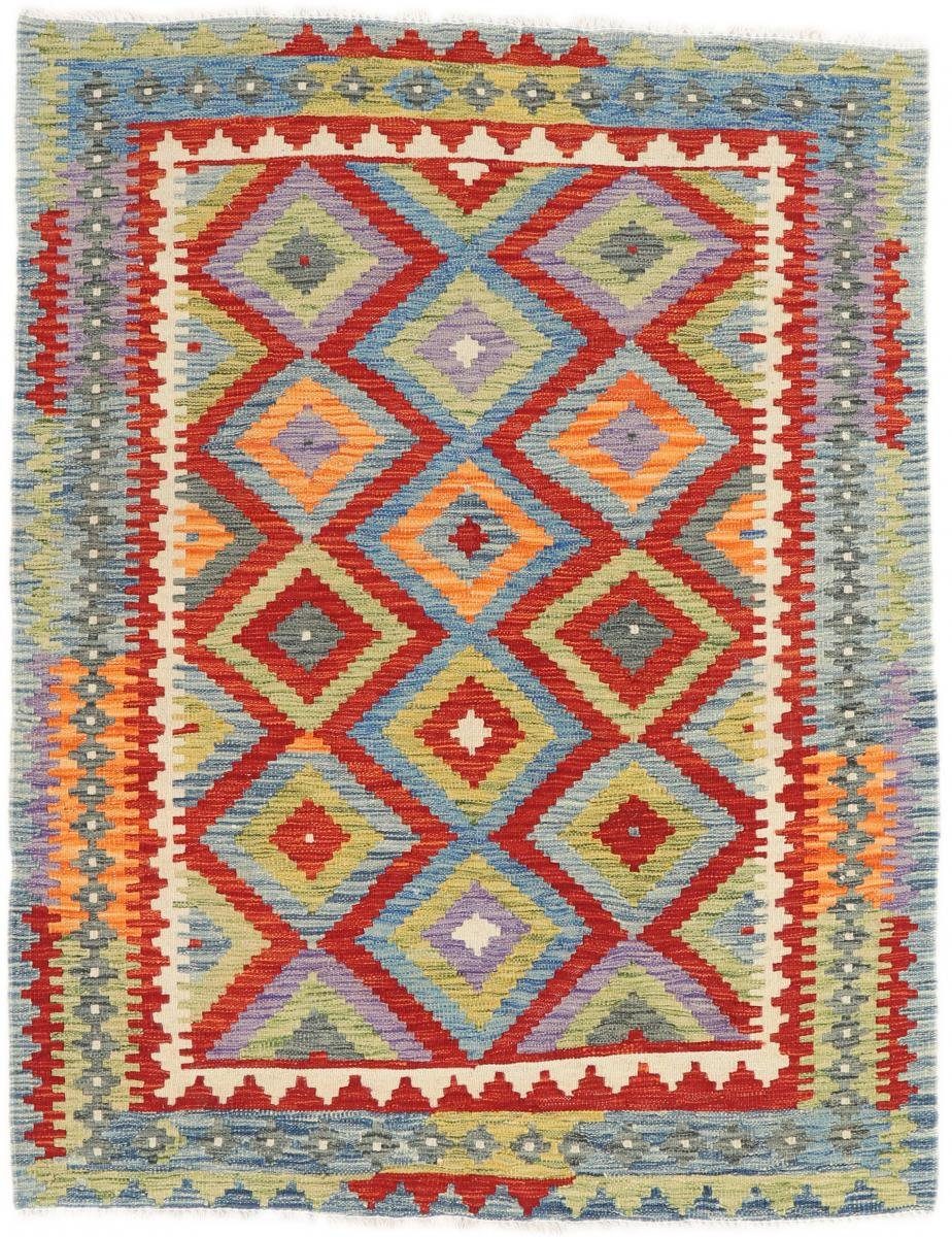 Orientteppich Kelim Afghan 131x167 Handgewebter Orientteppich, Nain Trading, rechteckig, Höhe: 3 mm