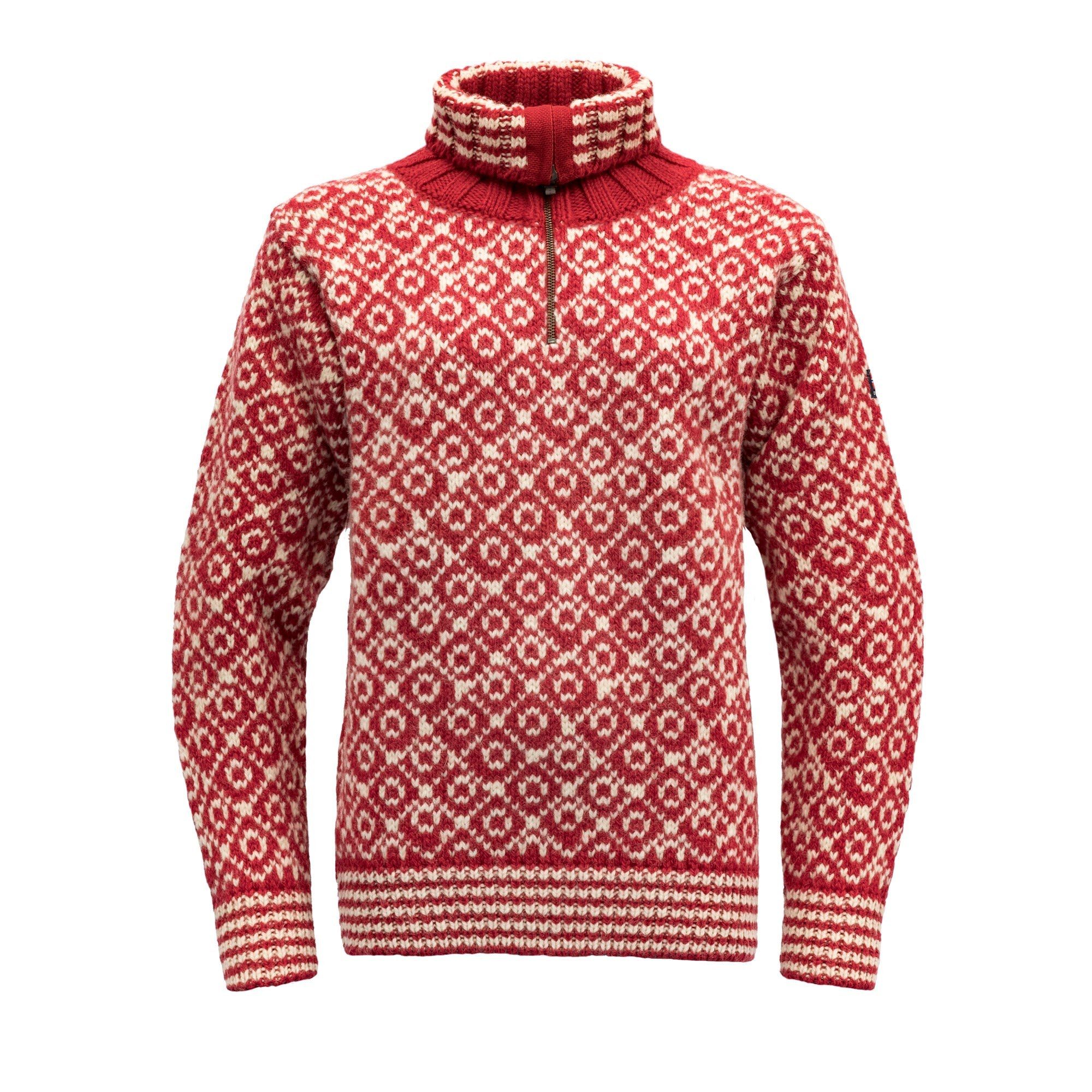 Devold Fleecepullover Devold Svalbard Wool Zip Neck Sweater Hindberry - Off White