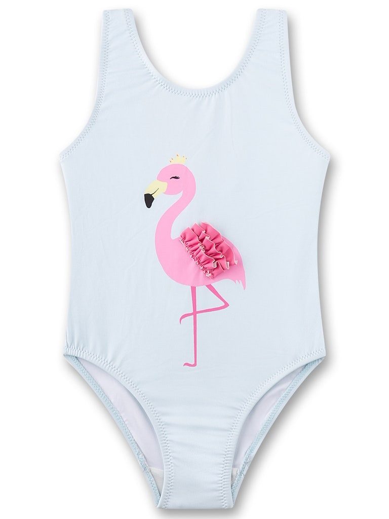 Badeanzug Mädchen Badeanzug mit Flamingo-Motiv und Rüschendetail