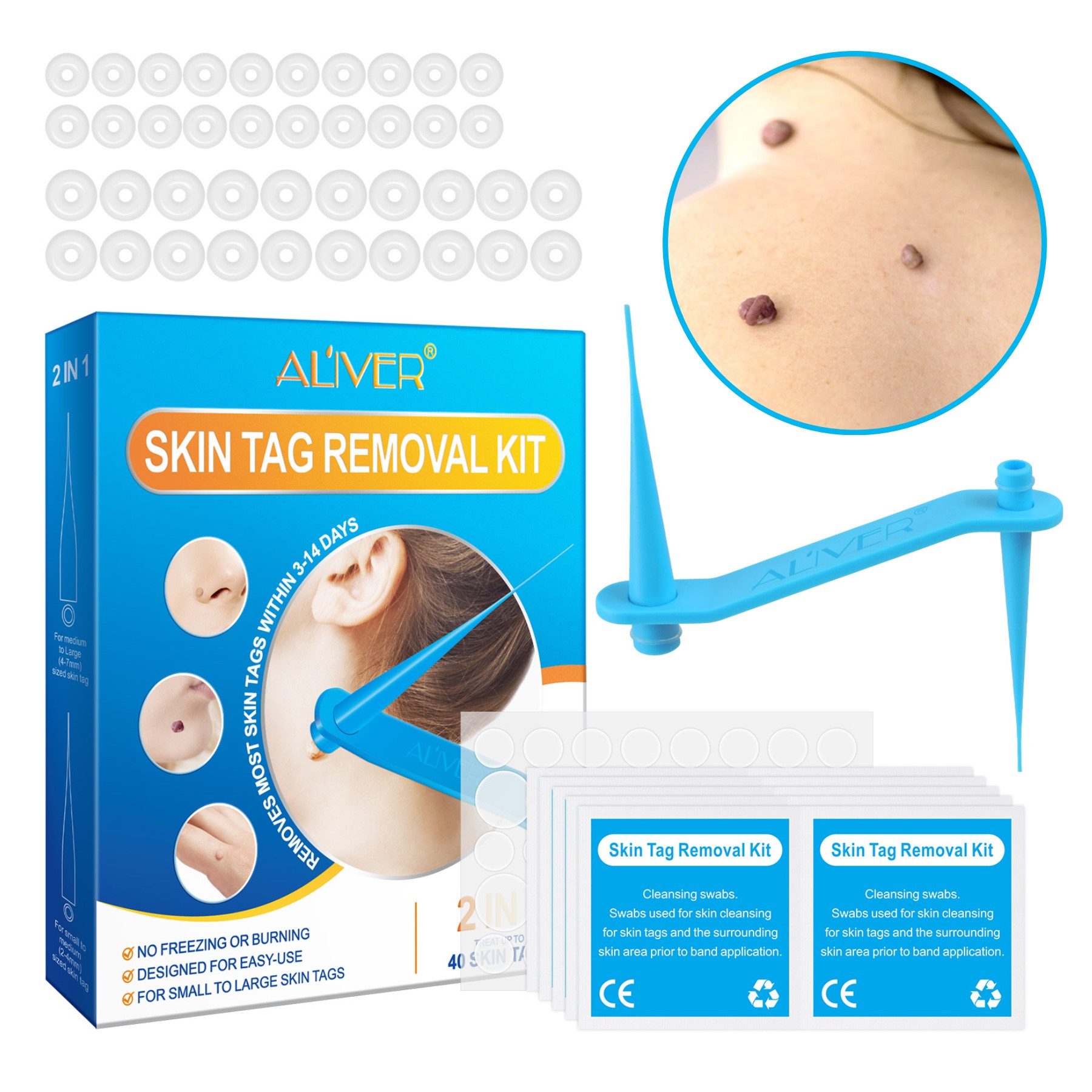 ALIVER Warzen-Behandlungsstift Entferner Anti Stielwarze Warzenentferner Skin Tag Removal Set 2in1, 1-tlg., Hautanhängsels Entferner, 2-IN-1 SKIN TAG REMOVAL KIT, Aliver