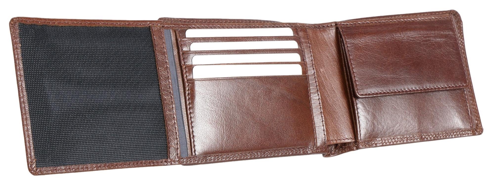 9 Portemonnaie mit Kartenfächern Braun 8005 Geldbörse Echtleder, Braun Modell Toscana RFID-Schutz Bear Brown klassisches Herren aus und D