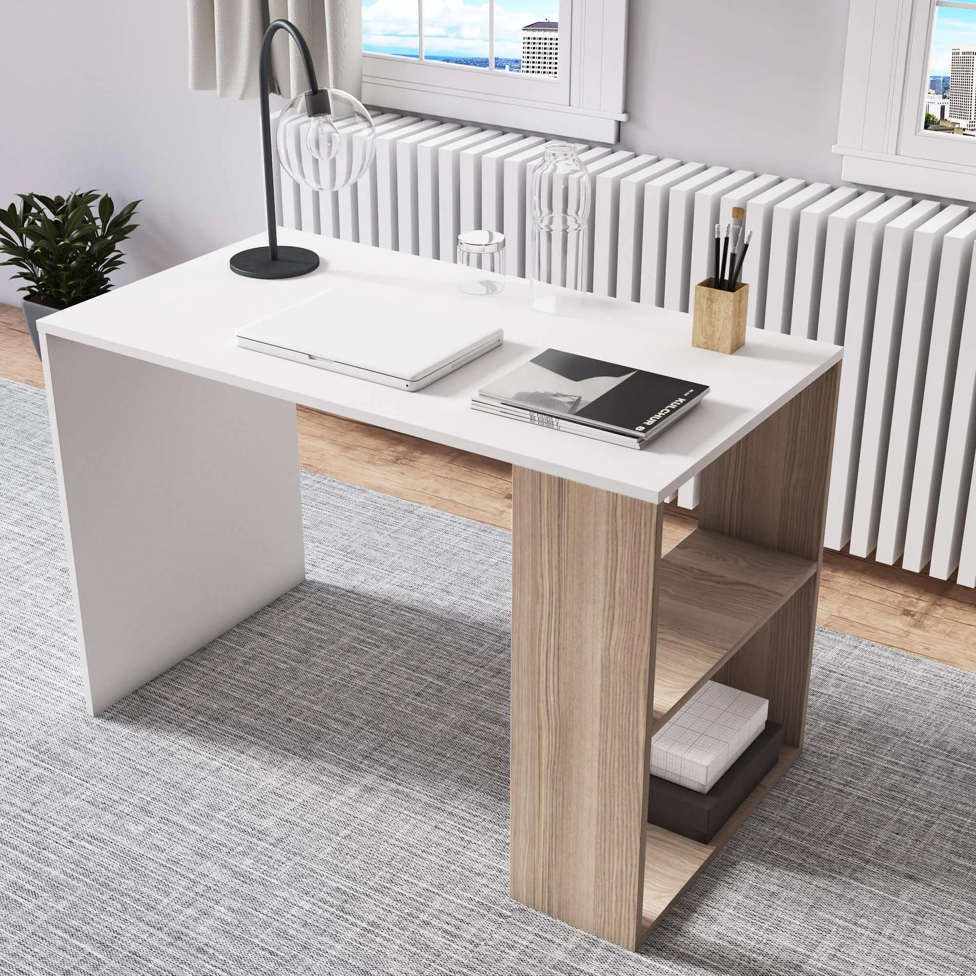 Minimadecor Schreibtisch Minimadecor Schreibtisch & Deserto weiß x76cm 110cm weiß/braun x60cm