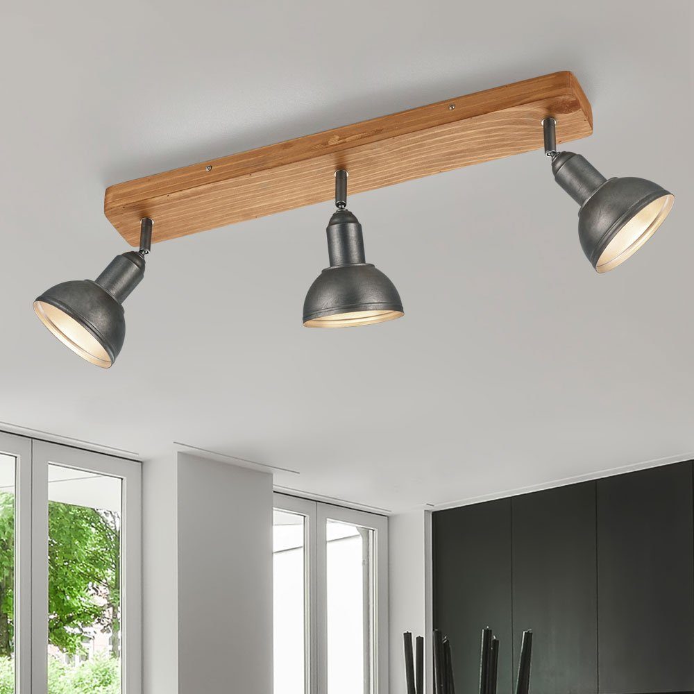 flammig Deckenspot, LED 3 schwenkbar etc-shop Holz Deckenstrahler Spotleuchte