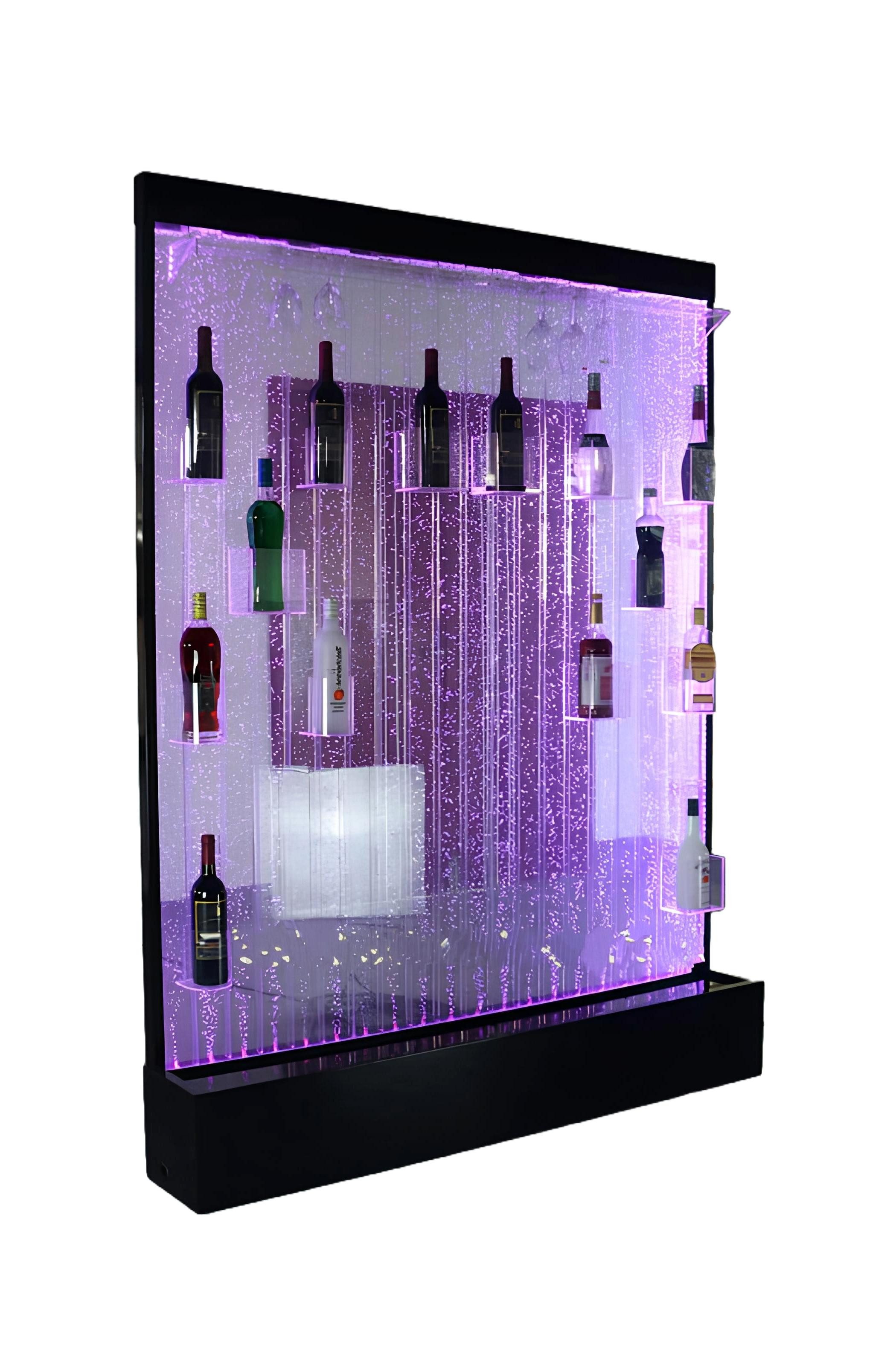 Xlmoebel Zierbrunnen Beleuchtete LED-Wasserwand-Säulenbar-Regal-Kombination günstig online kaufen