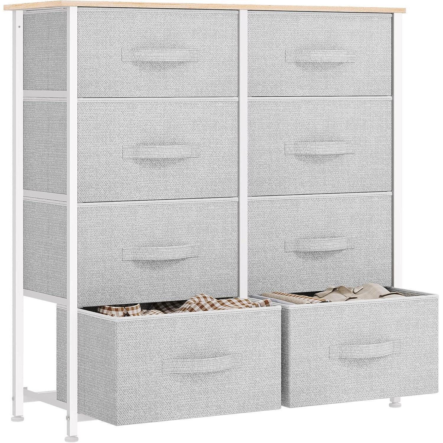 YITAHOME Stoffschrank YITAHOME Kommode Schrank 8 Schubladen Stoff Hellgrau Modern