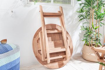riess-ambiente Gartentisch EMPIRE TEAK 70cm braun, Massivholz · Balkonmöbel · klappbar · rund · Holztisch · Teakholz