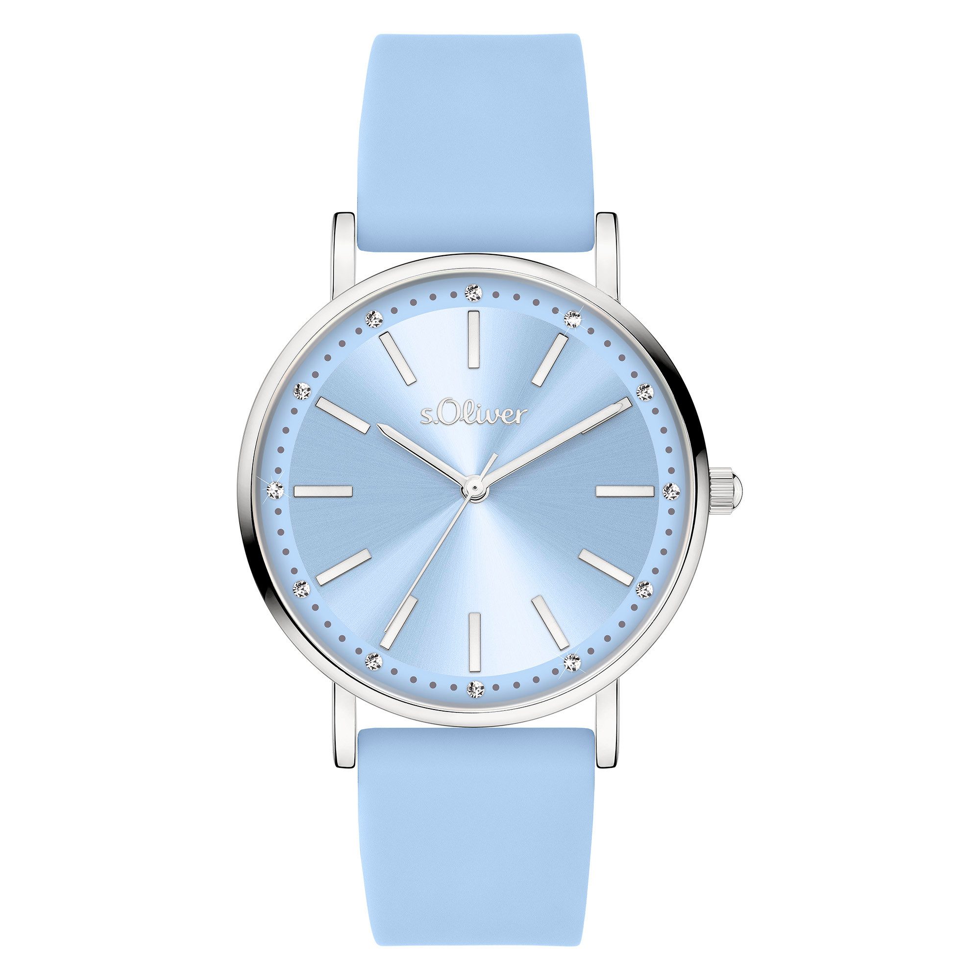 s.Oliver Quarzuhr Modern Statement SO-4482-PQ, Armbanduhr, Damenuhr, Silikonarmband, analog
