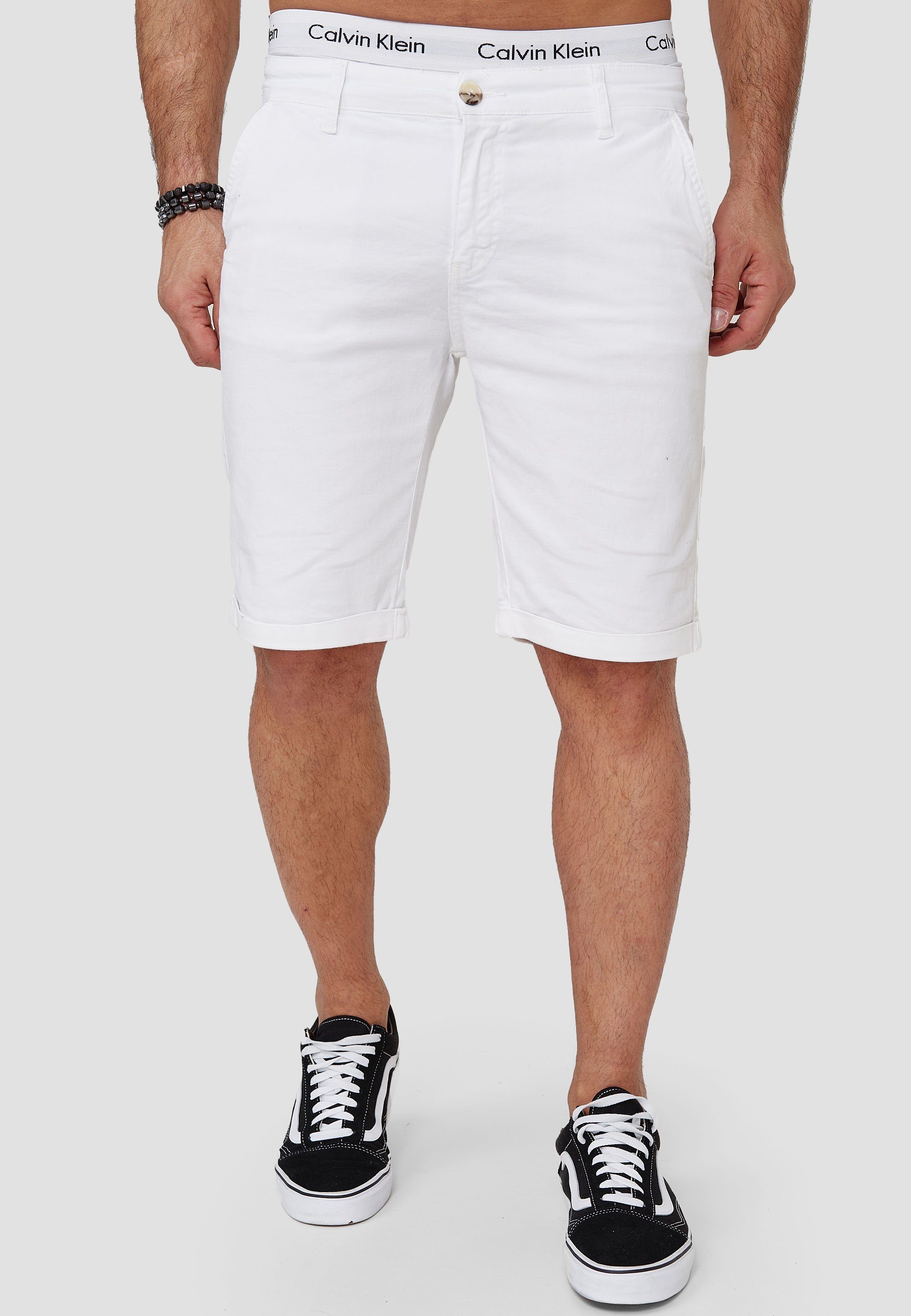 OneRedox Shorts SH-3364 (Kurze Hose modischem Design) Casual Weiß im Freizeit Sweatpants, Bermudas Fitness 1-tlg