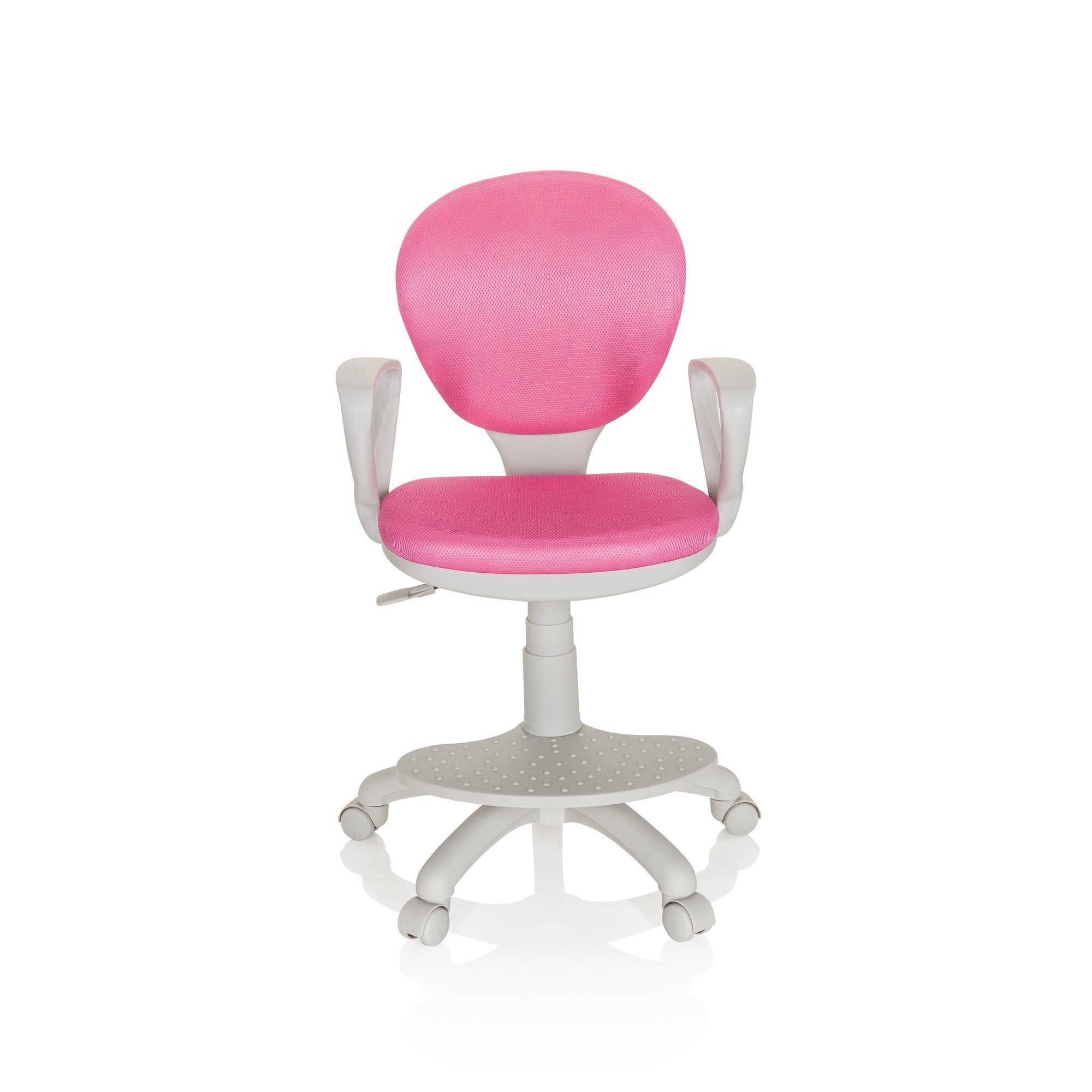 hjh OFFICE Drehstuhl Kinderdrehstuhl KID COLOUR G1 Stoff mit Armlehnen (1 St), mitwachsend, ergonomisch Pink/Grau