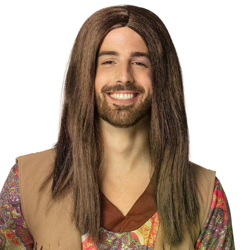 Kostüm-Perücke Perücke John lang braun Herrenperücke für Karneval Hippie Kostüme