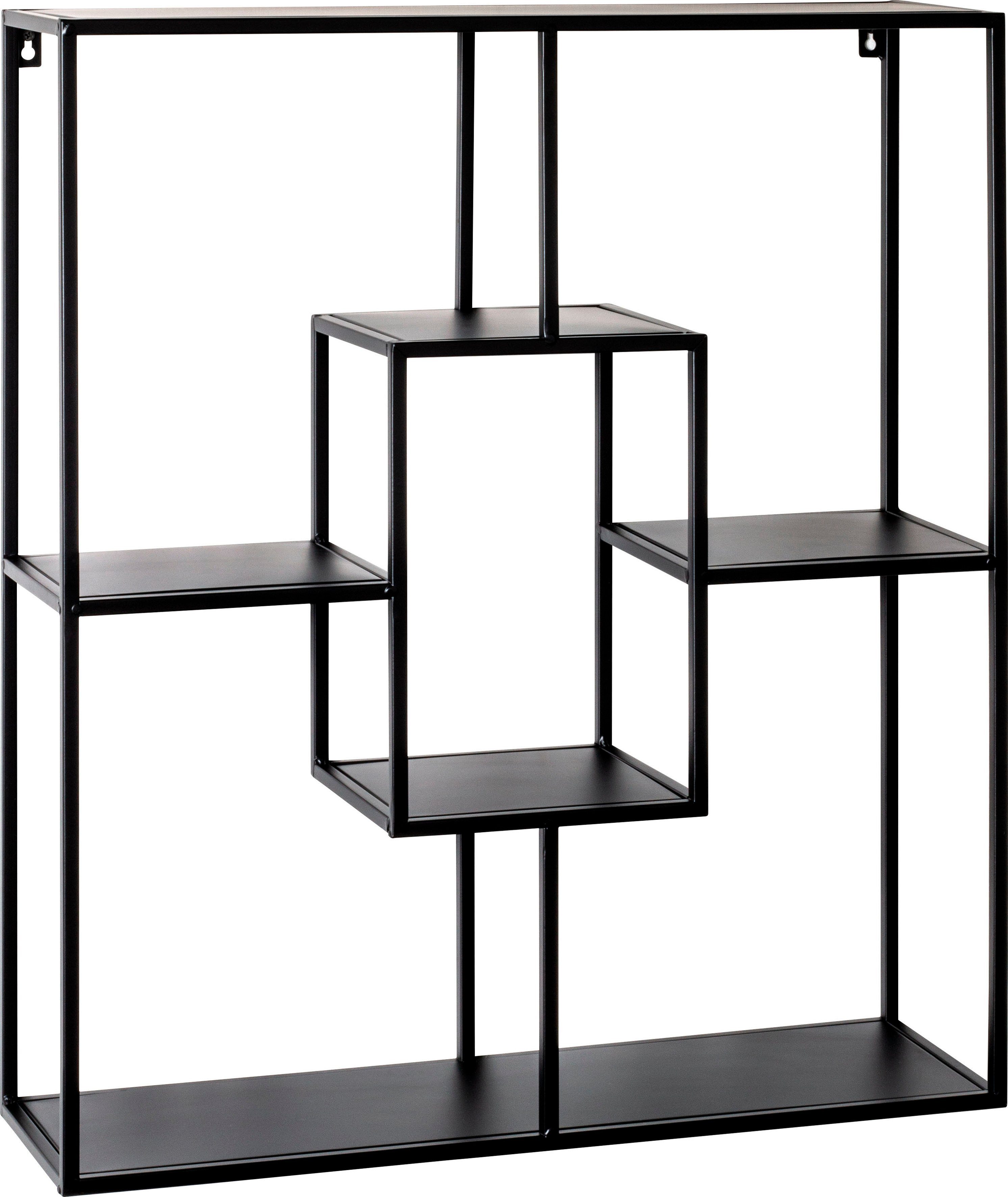HAKU Wandregal Wandregal, HAKU Möbel Wandregal (BHT 60x70x18 cm) BHT  60x70x18 cm schwarz, Ablagen aus Metall in schwarz lackiert