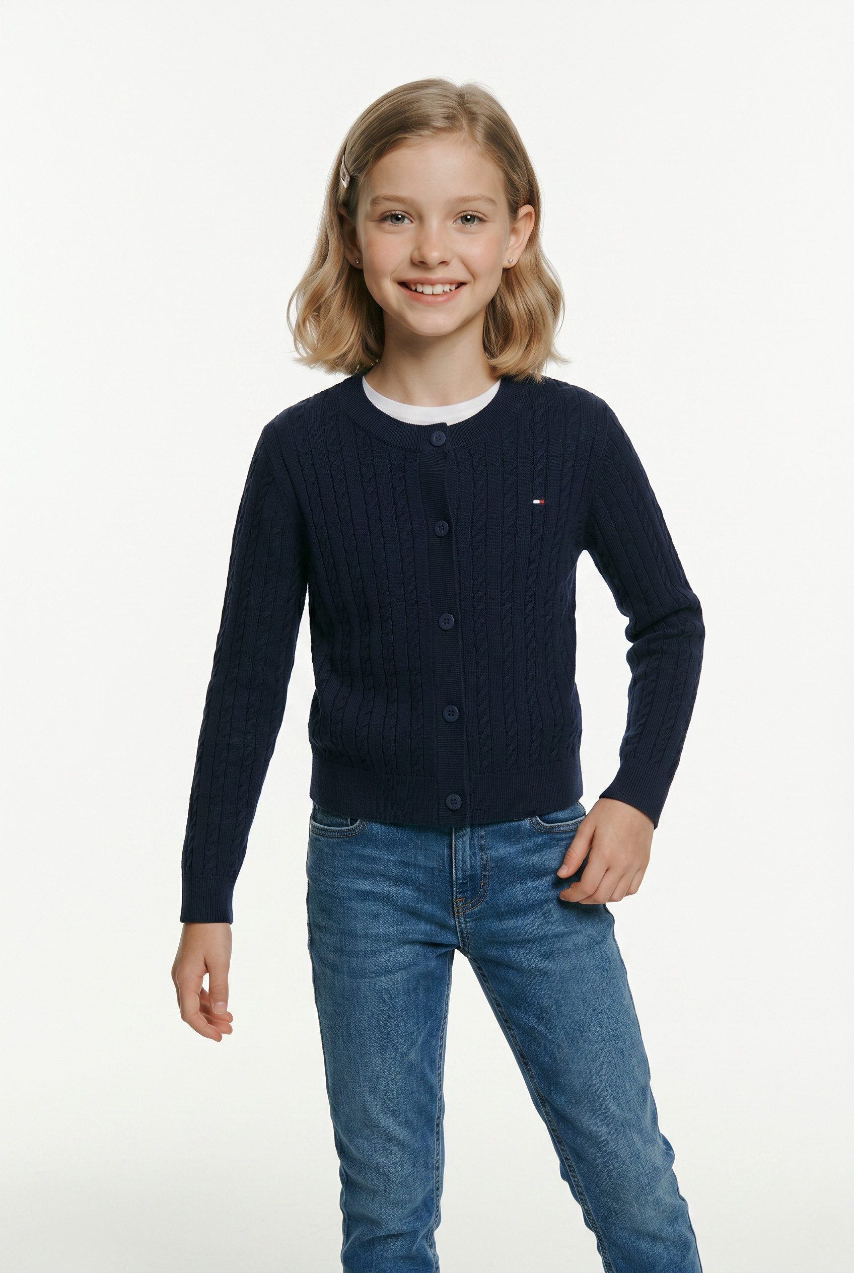 Tommy Hilfiger Strickjacke MINI CABLE CARDIGAN mit kleinem Zopfmuster