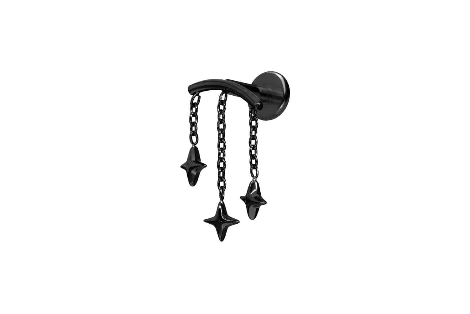 Piercing-Set Titan Labret mit Innengewinde BOGEN + 3 STERNE