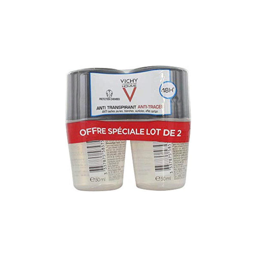Vichy Deo-Roller Homme Deodorant 48h Anti - Transpirant Roll - On 2 x 50ml