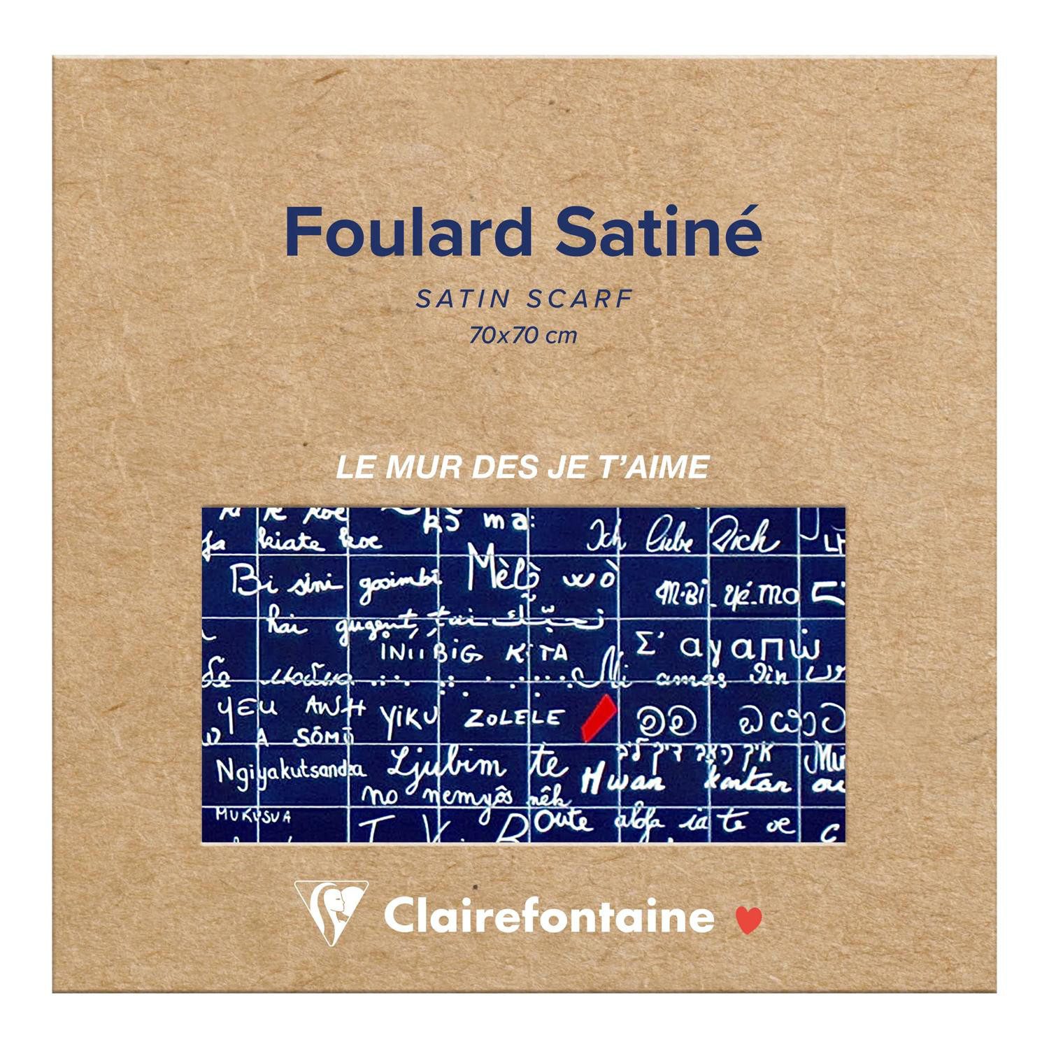 CLAIREFONTAINE Seidentuch 4x Le Mur des Je t'aime, Satinschal 70x70 cm - 116333C, Kollektionen Clairefontaine