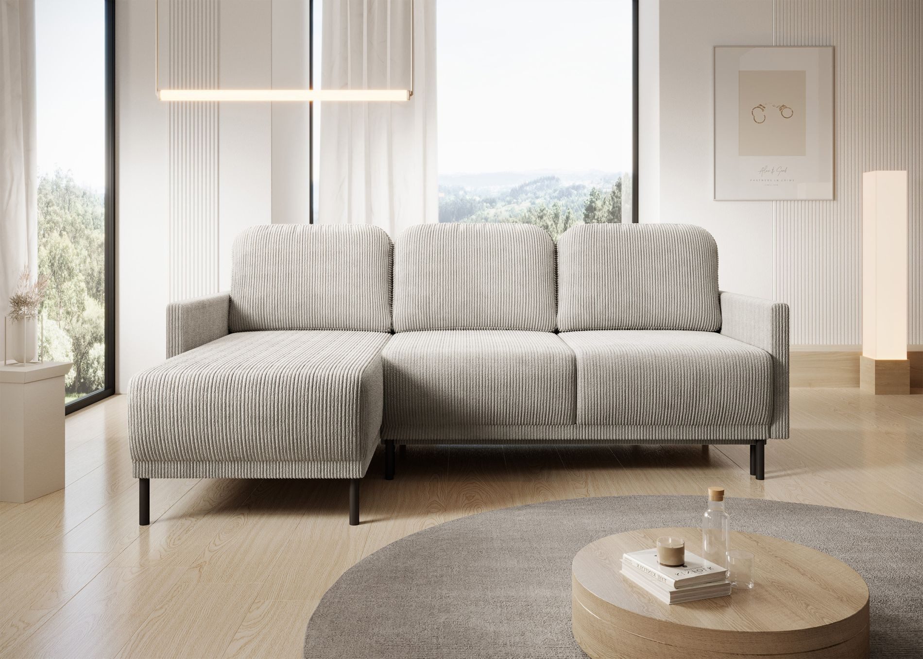 Selsey Ecksofa HAMIEL, Ottomane beidseitig montierbar, Stauraum, Schlaffunktion 147x200 cm