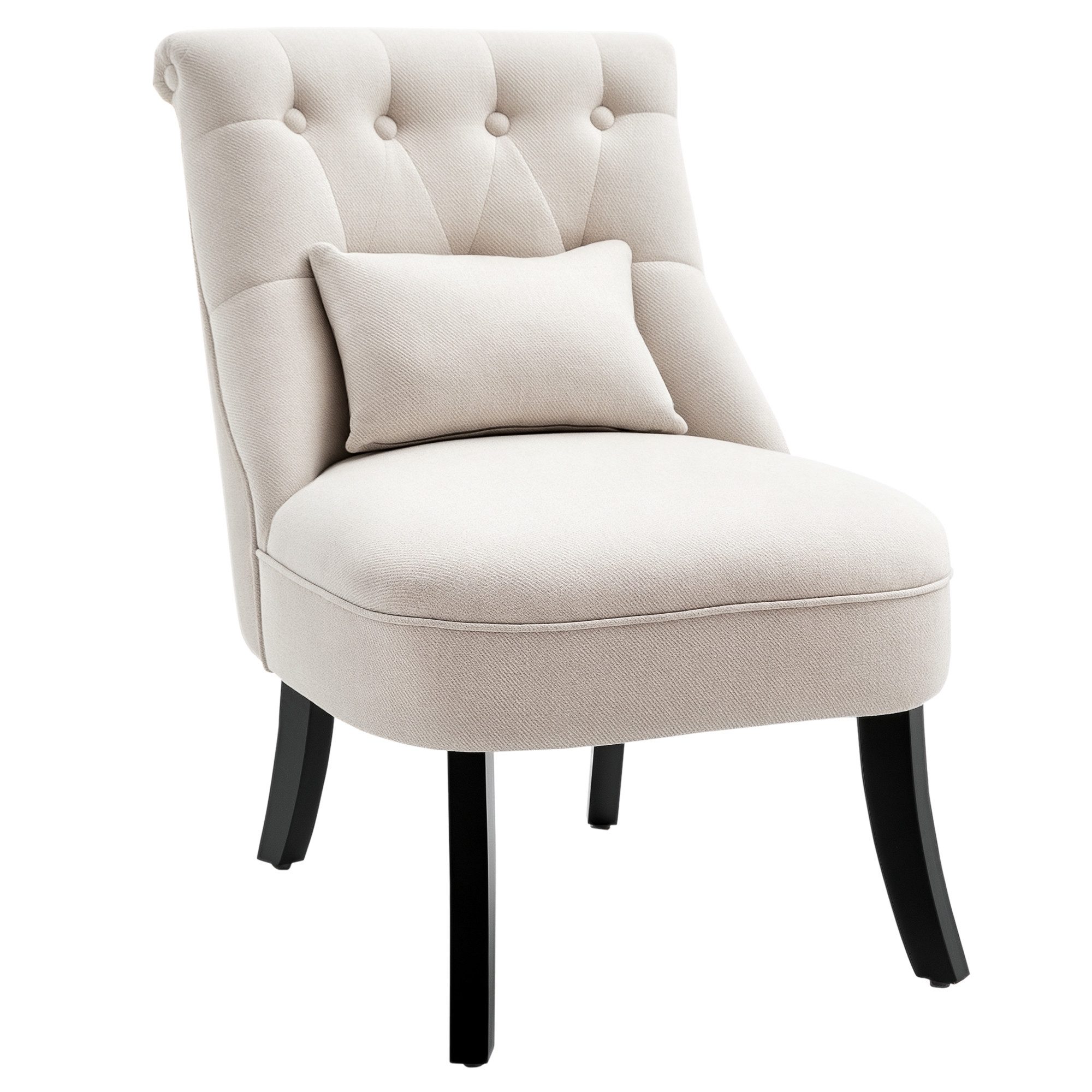 HOMCOM Relaxsessel Sessel mit Rückenkissen, Loungesessel mit Leinenoptik (Fernsehsessel, 1-St., Postersessel), für Wohnzimmer, Schlafzimmer, 52,5 x 69 x 77 cm, Cremeweiß