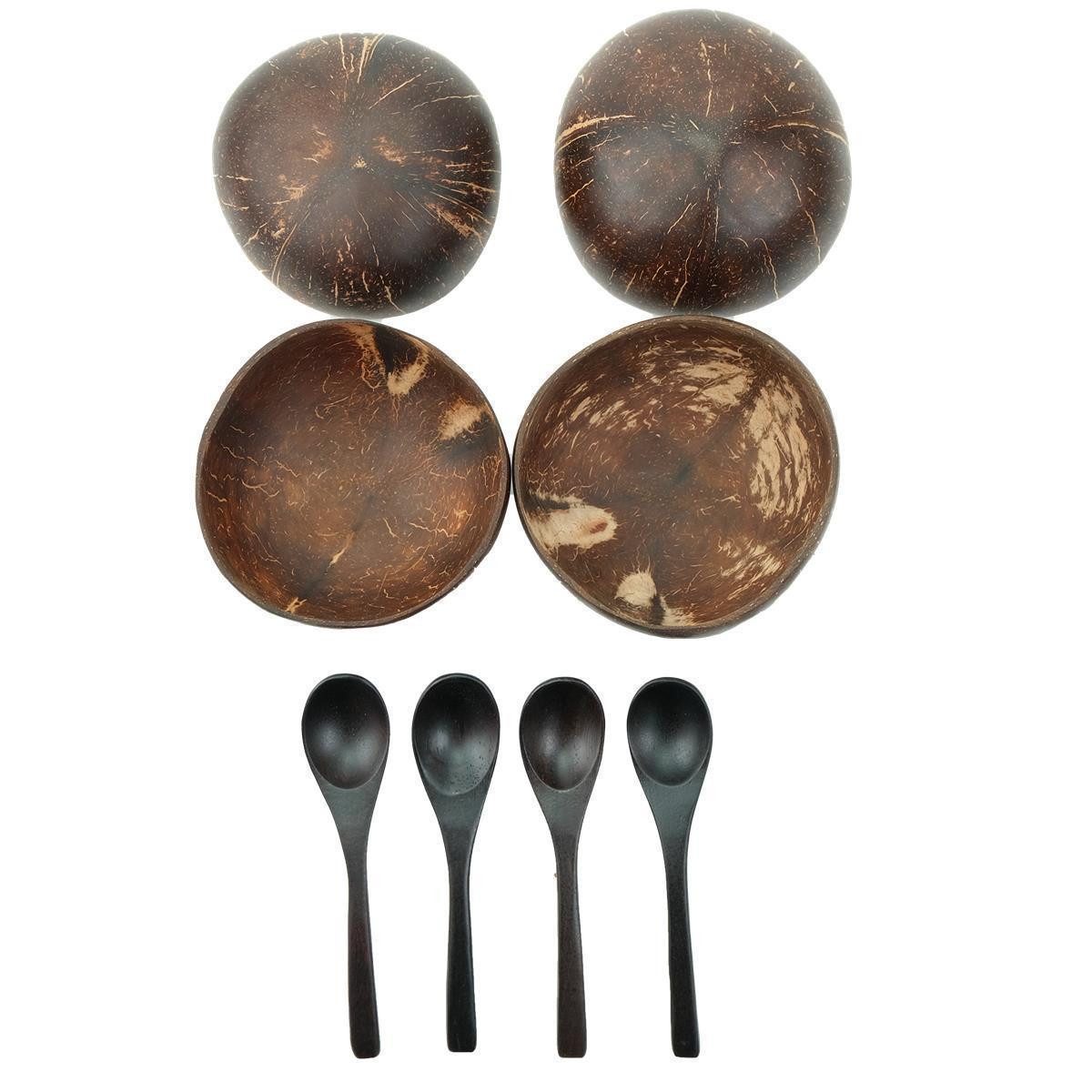 BOURGH Schale BOLORO Kokusnussschalen 4 Schalen + 4 Löffel, Kokosnuss, (set)