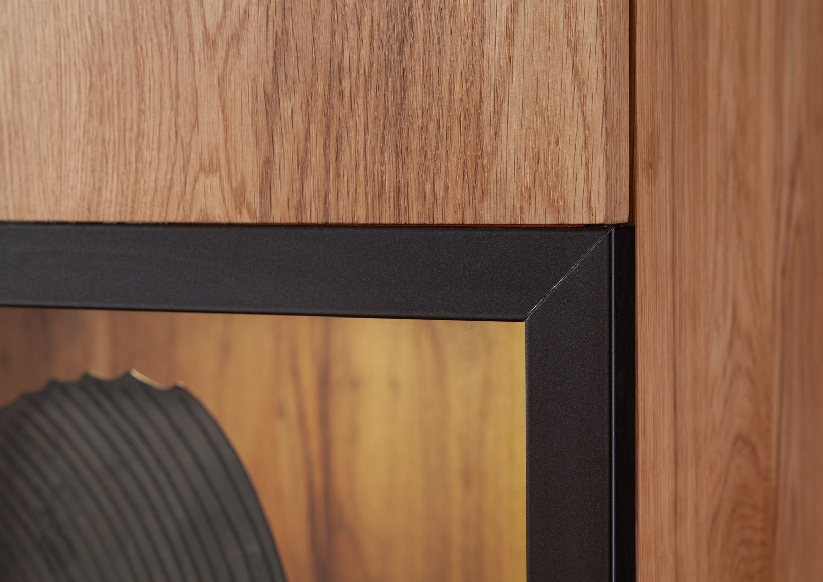 Massivmoebel24 Standvitrine (Vitrine Wild-/Zerreiche 50x43x180 natur geölt FRANKFURT #112) Vitrine Wild-/Zerreiche 50x43x180 natur geölt FRANKFURT #112