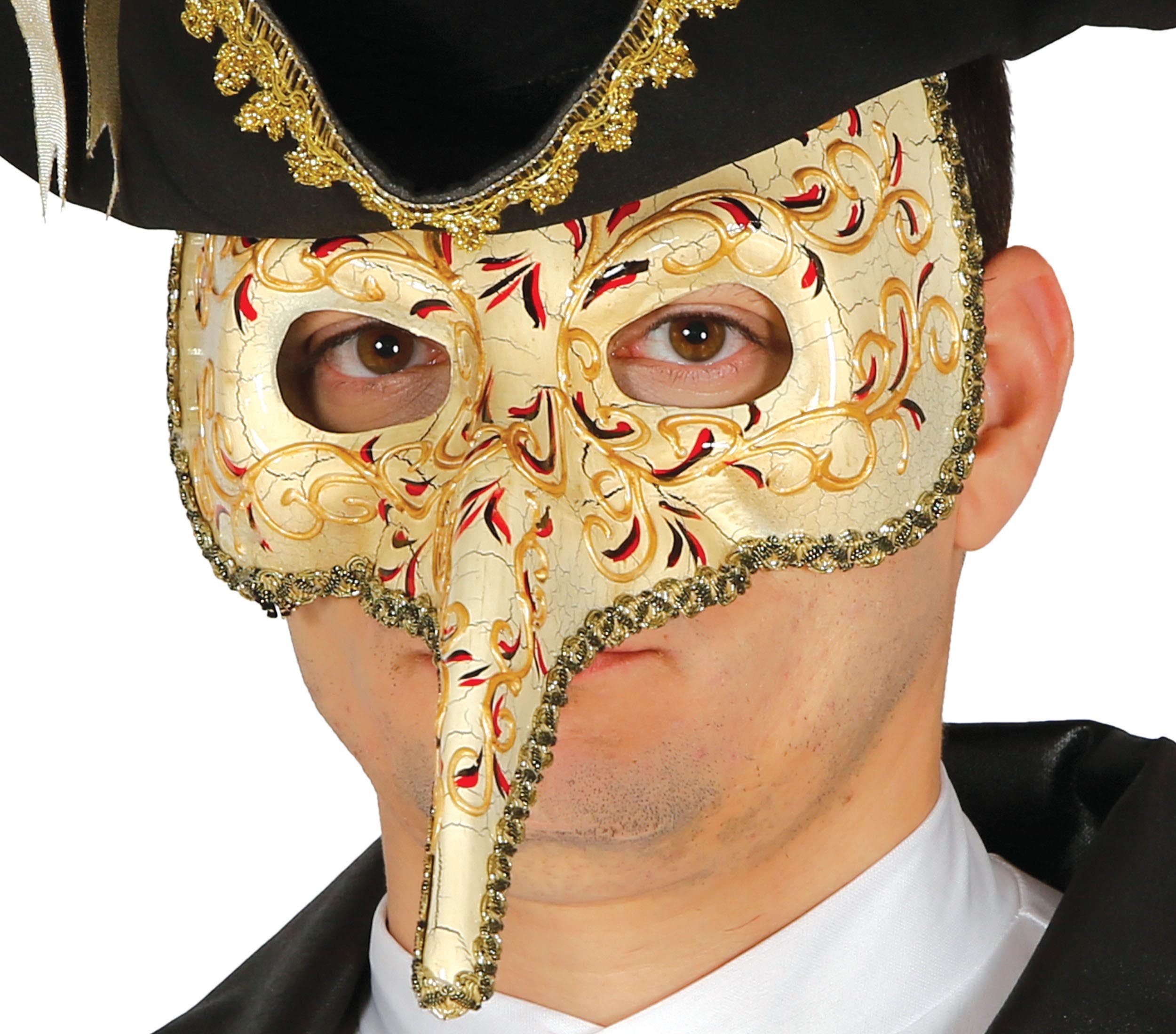 Fiestas Guirca Kostüm, Karneval Venezianische Maske Mit Langer Nase Für Fasching Und Kostüm